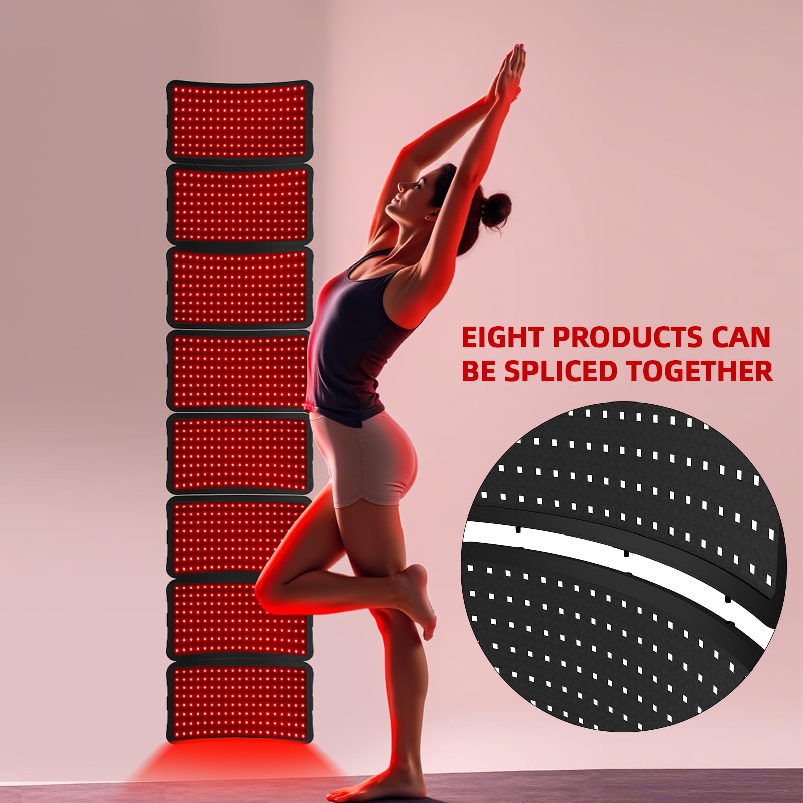 KQO lampe thérapie rouge 4-en-1, 152 leds pour couverture lumineuse renforcée.