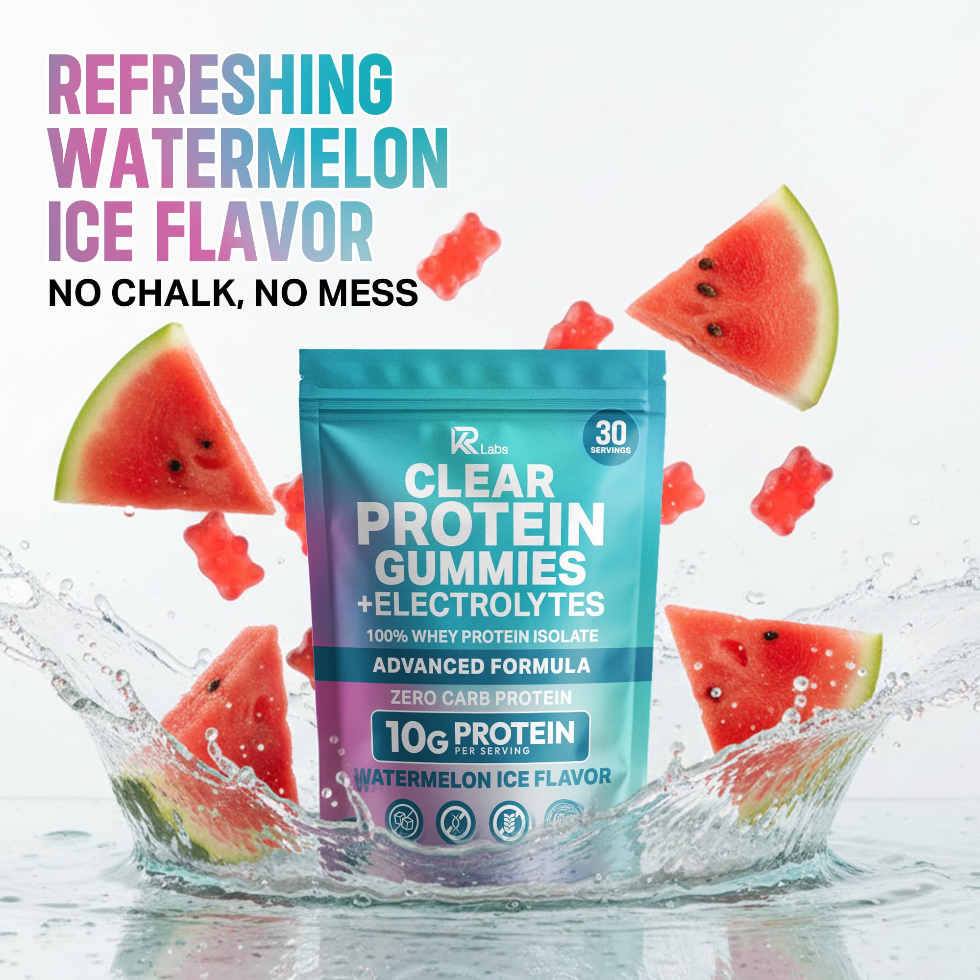 KR Labs Zero Carb Clear Whey Gummies Watermelon – utilisation quotidienne sans préparation