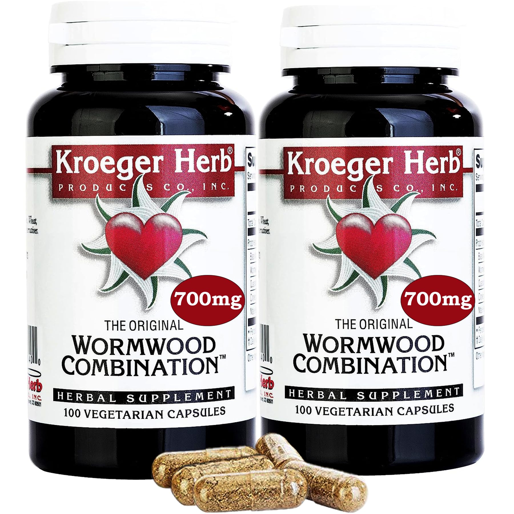Kroeger Herb Wormwood Combination – gélules armoise et noix-noire, antioxydants naturels