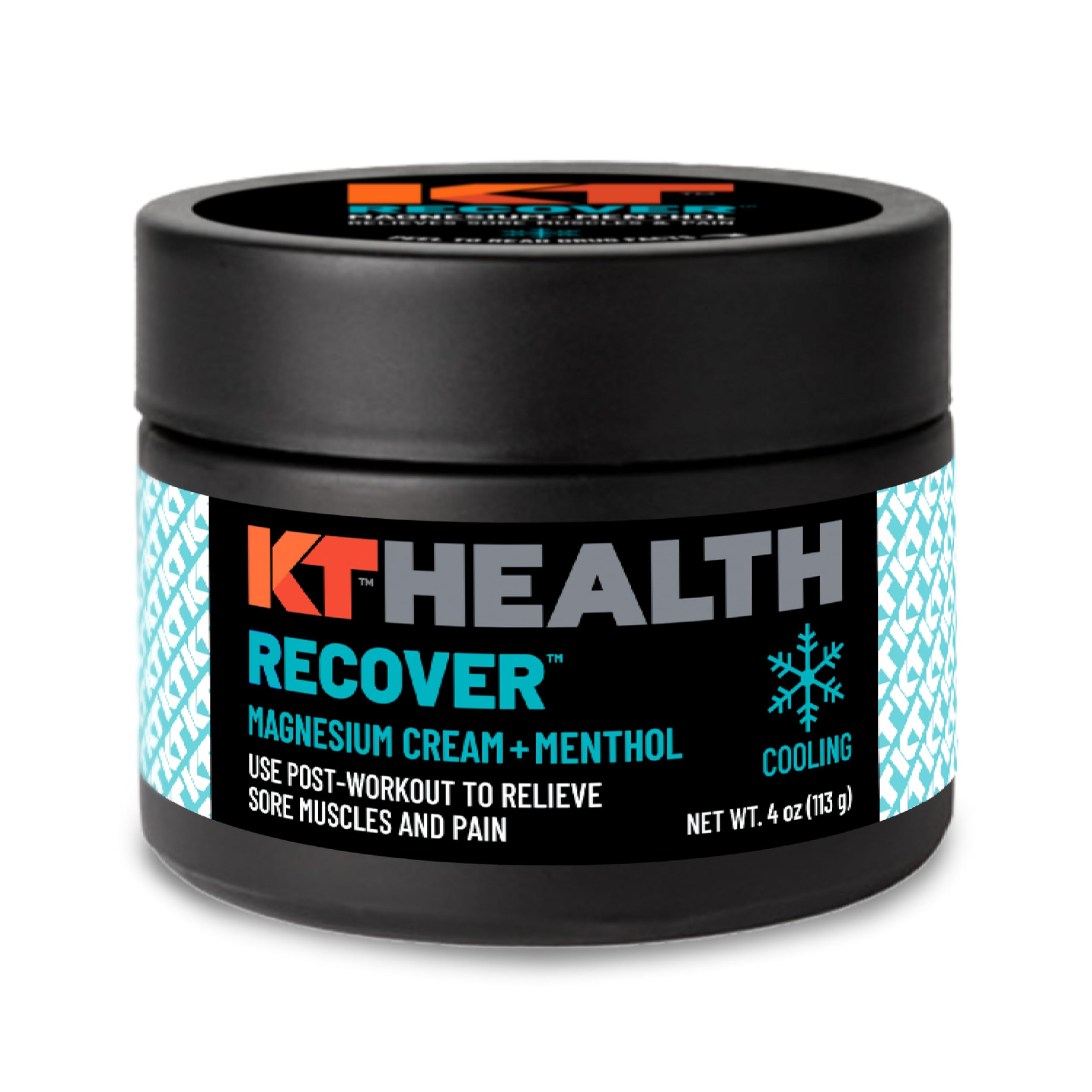 KT Tape Recover Crème - bouteille affichant une texture apaisante pour les muscles après l'effort.