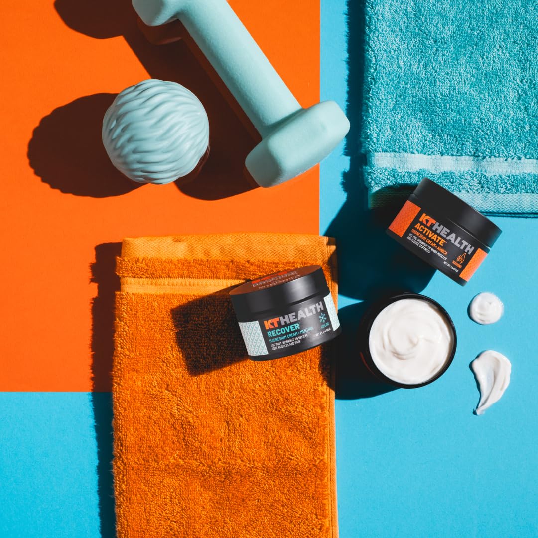 KT Tape Recover Crème - sur peau, hydratation et récupération douce après l'effort.
