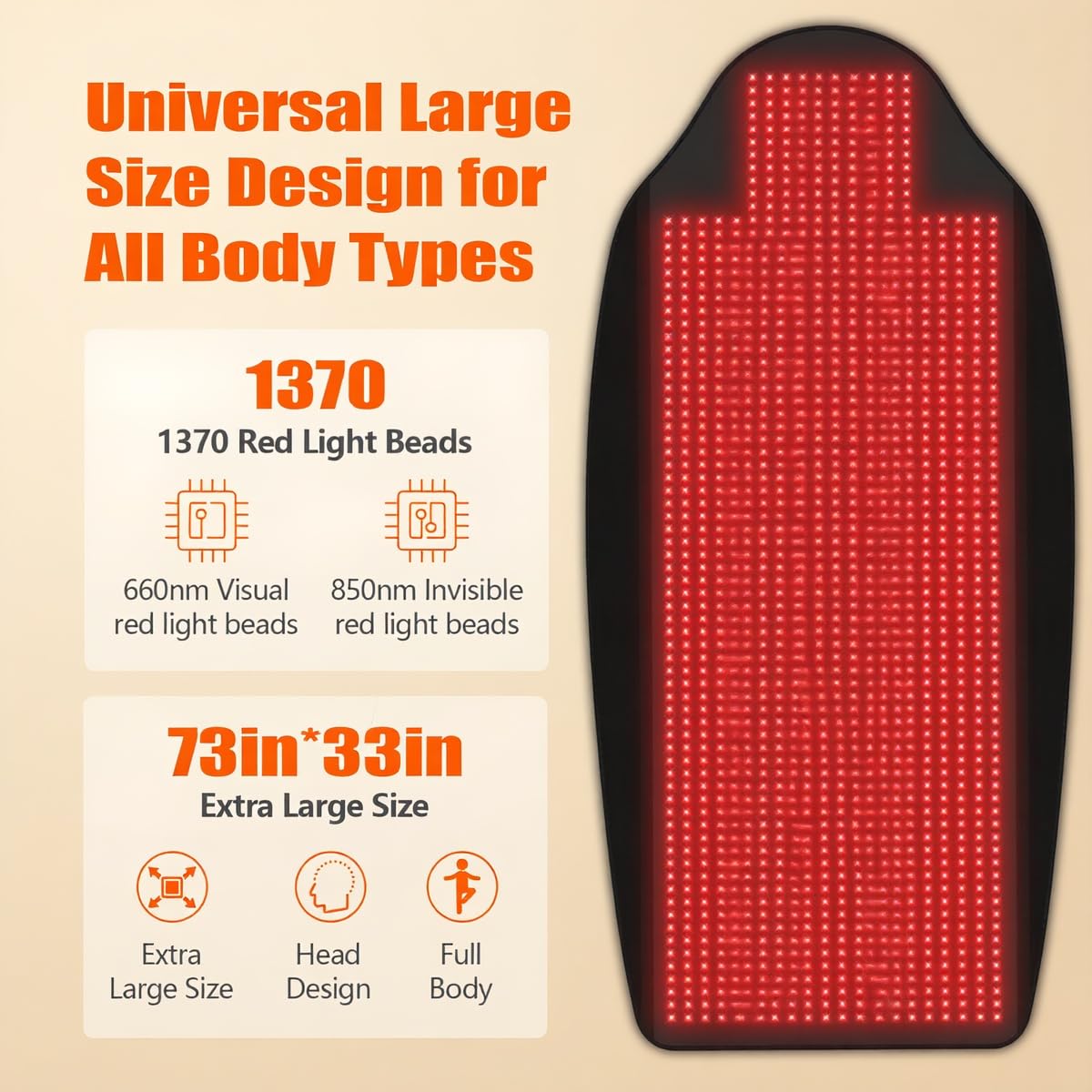 KTS tapis lumière rouge cou-tête, relaxation ciblée et confort.
