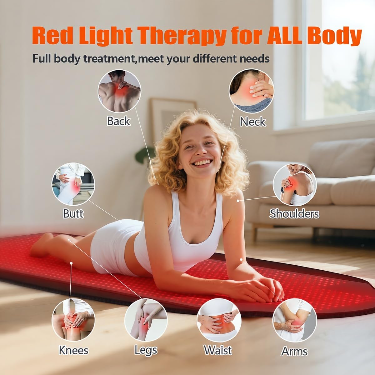 KTS tapis lumière rouge épaules, soutien lors travail ou détente.