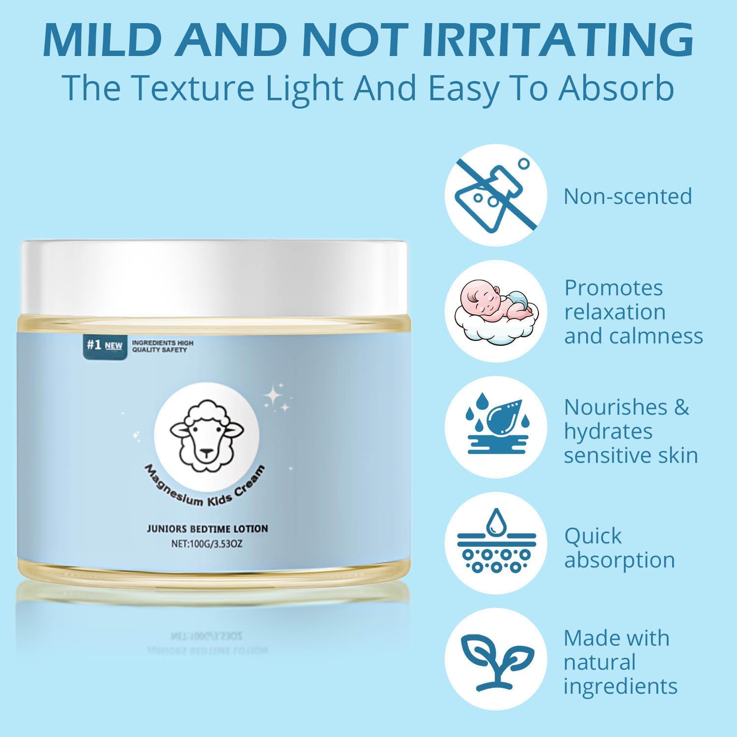 KUHSE Lotion Magnésium Enfants – application du soir rapide et non grasse sur bras ou jambes.