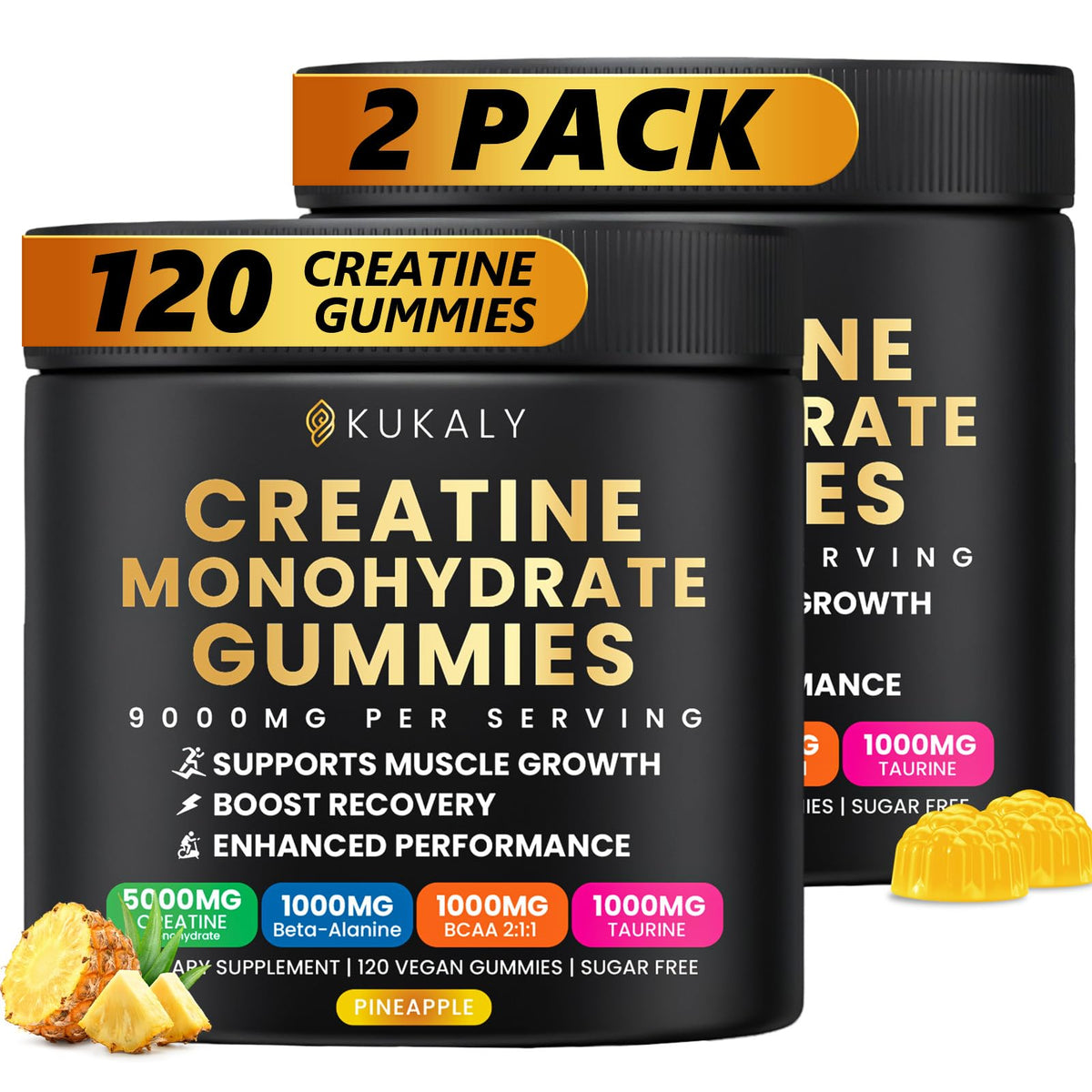 Gomme Kukaly Créatine Ananas, bouchée énergétique pré-entraînement