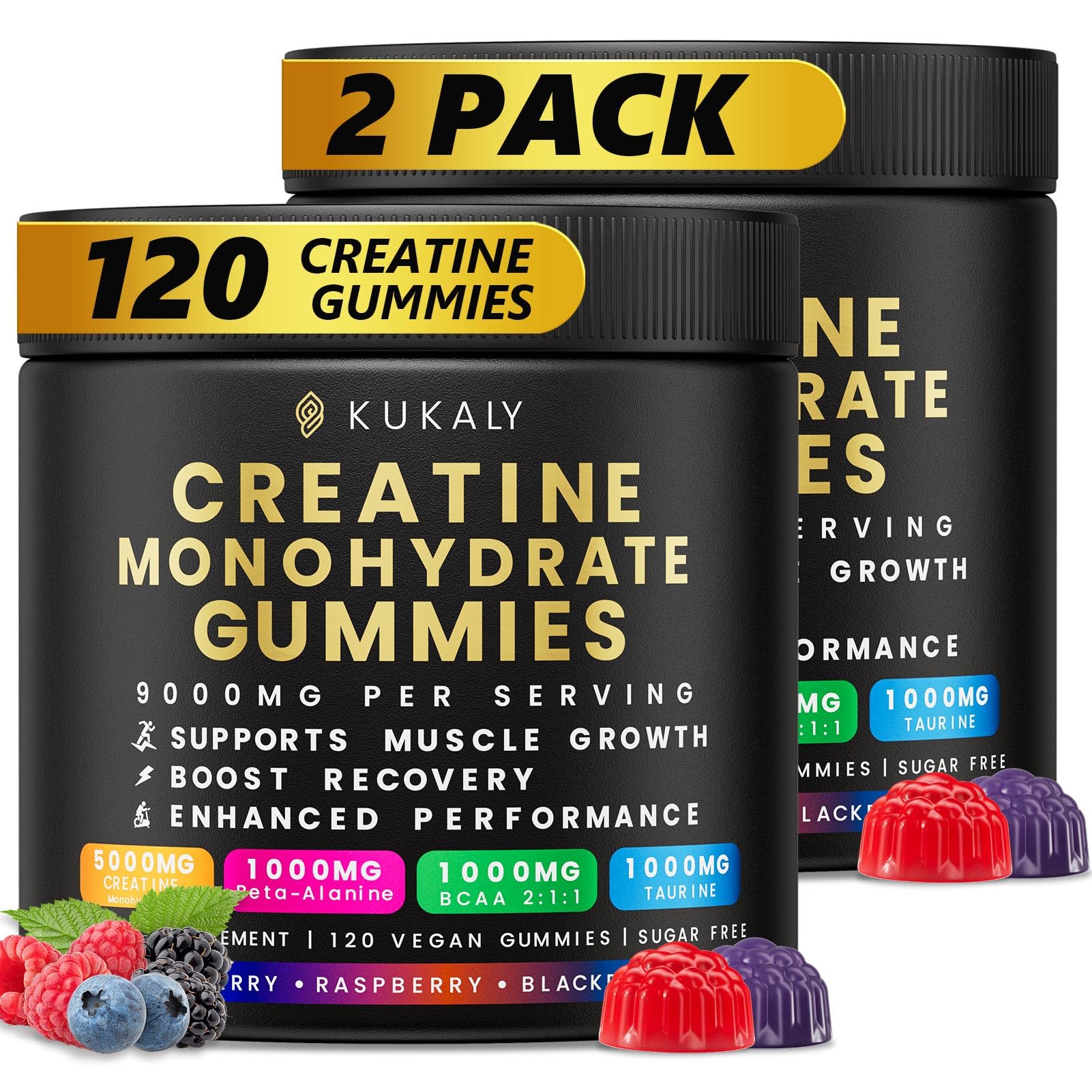 Gummies kukaly Créatine Monohydrate dans l'emballage, pratique à emporter.