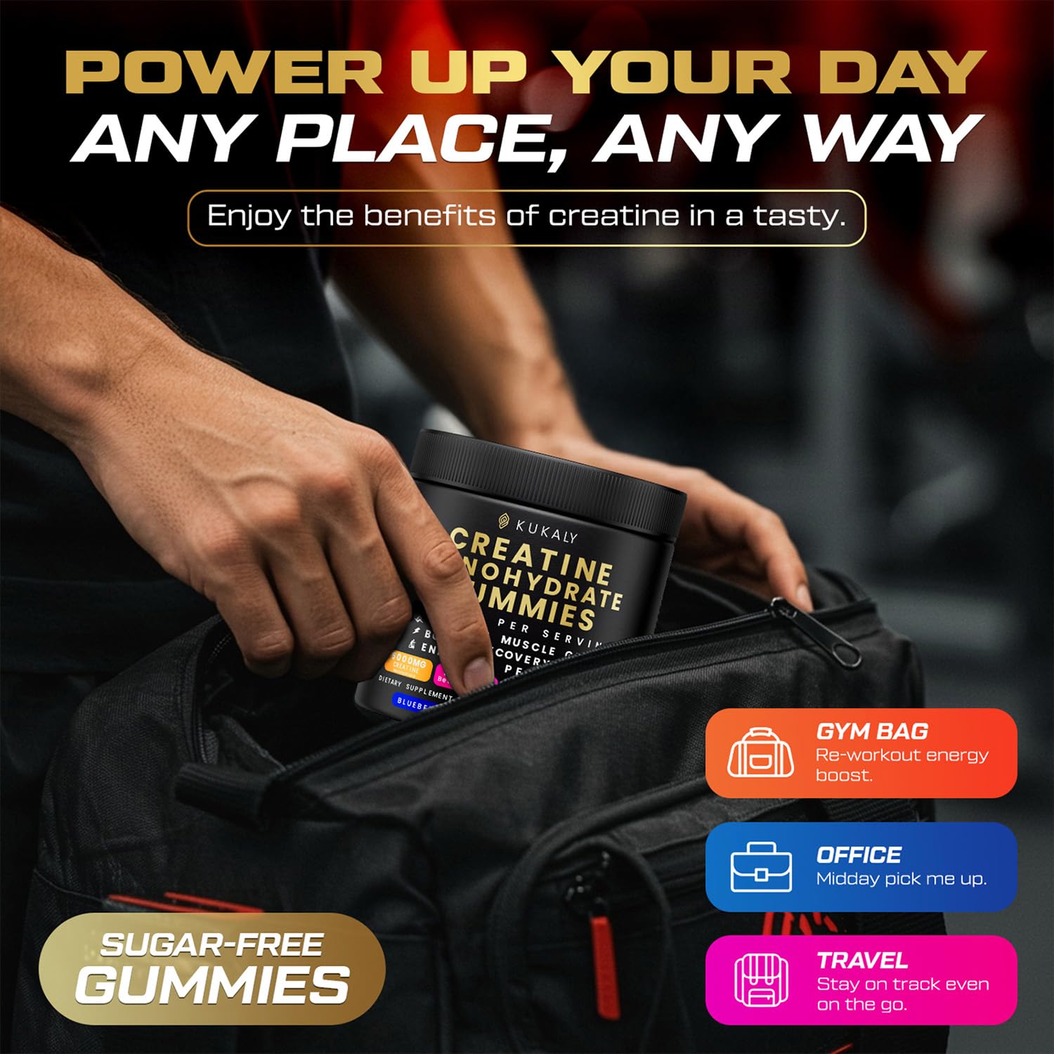 Gummies kukaly sans sucre, texture agréable pour l'entraînement.