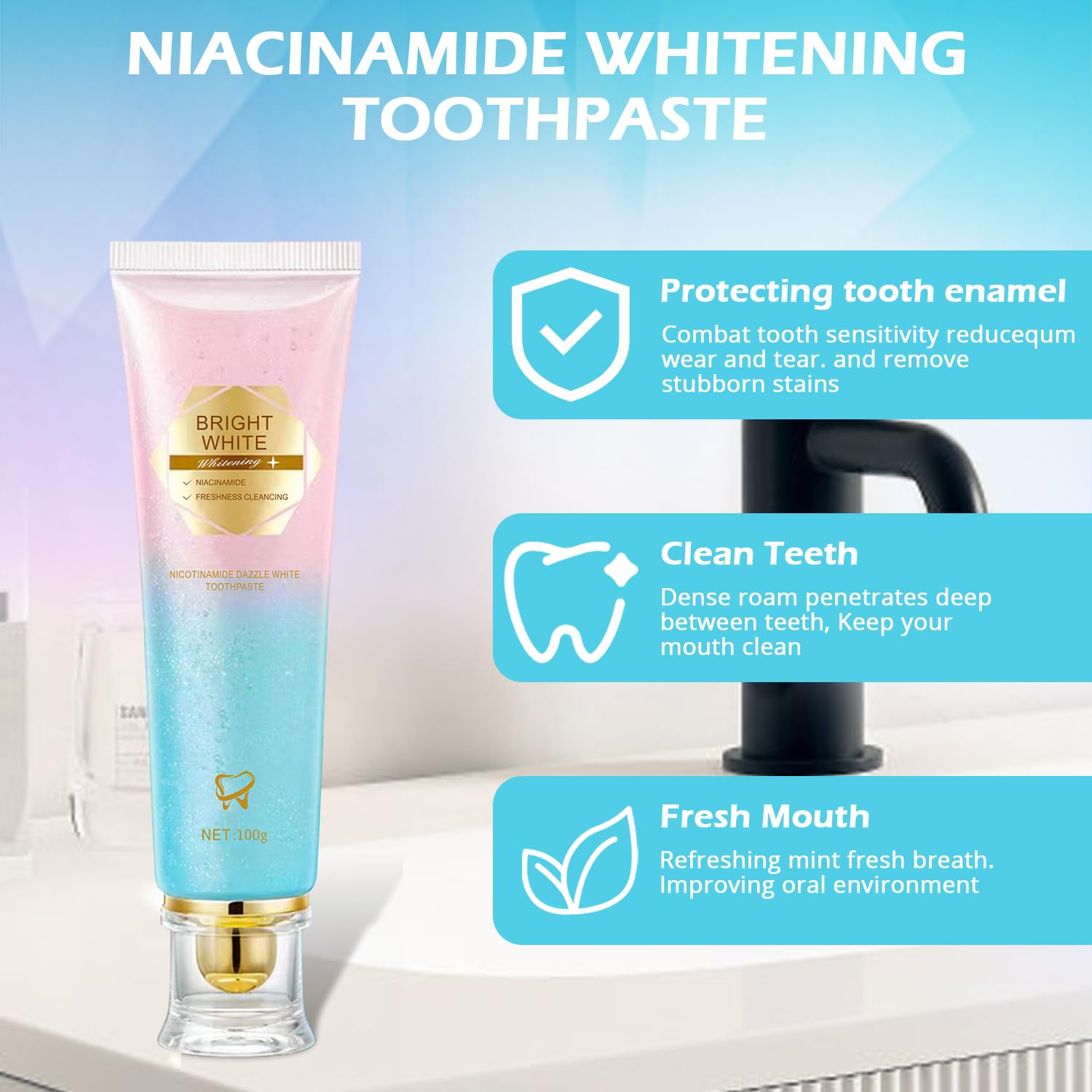 KUKSY Niacinamide fraîcheur quotidienne: sensation mentholée qui persiste après le brossage.
