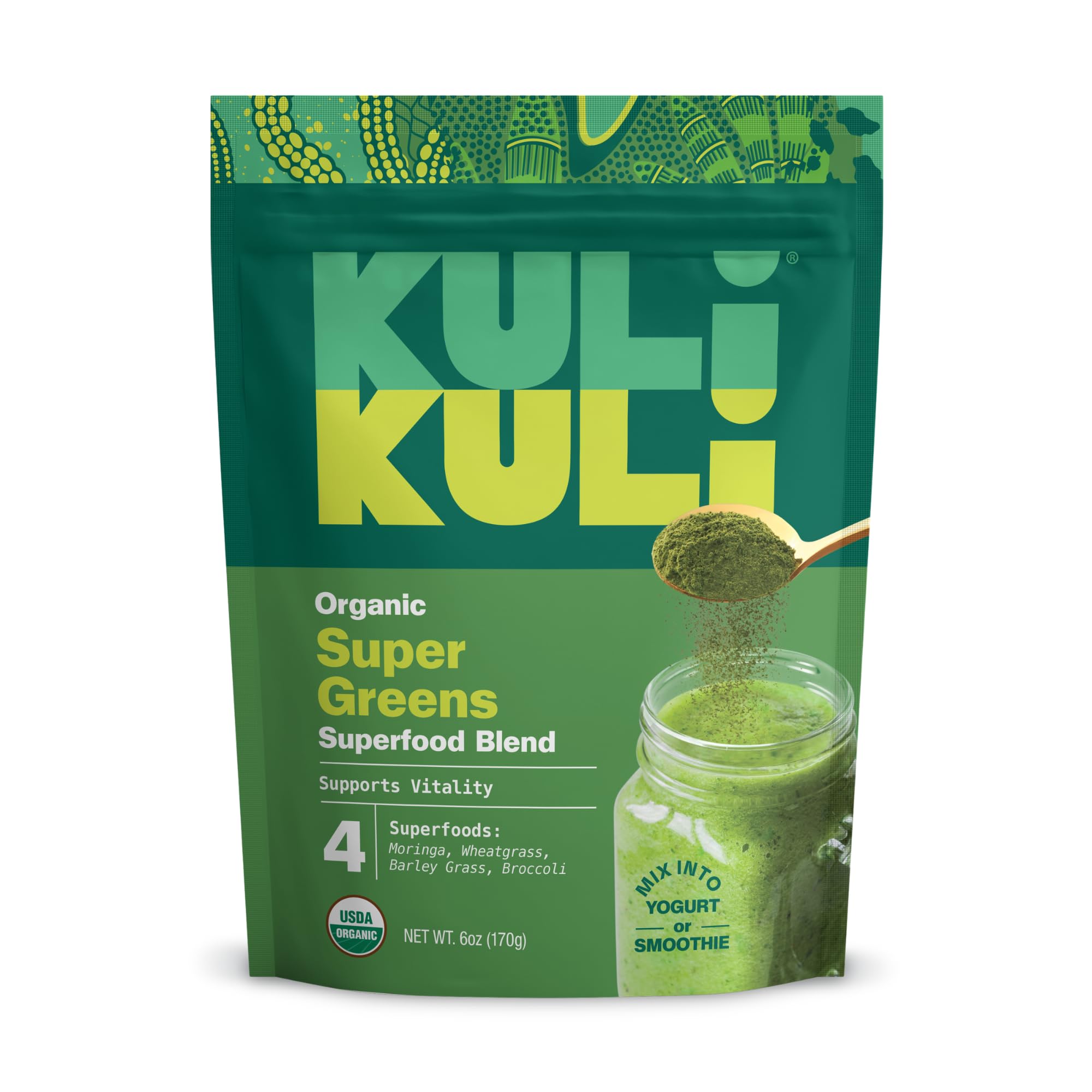 Bouteille Kuli Kuli Green Power prête pour énergie naturelle quotidienne.