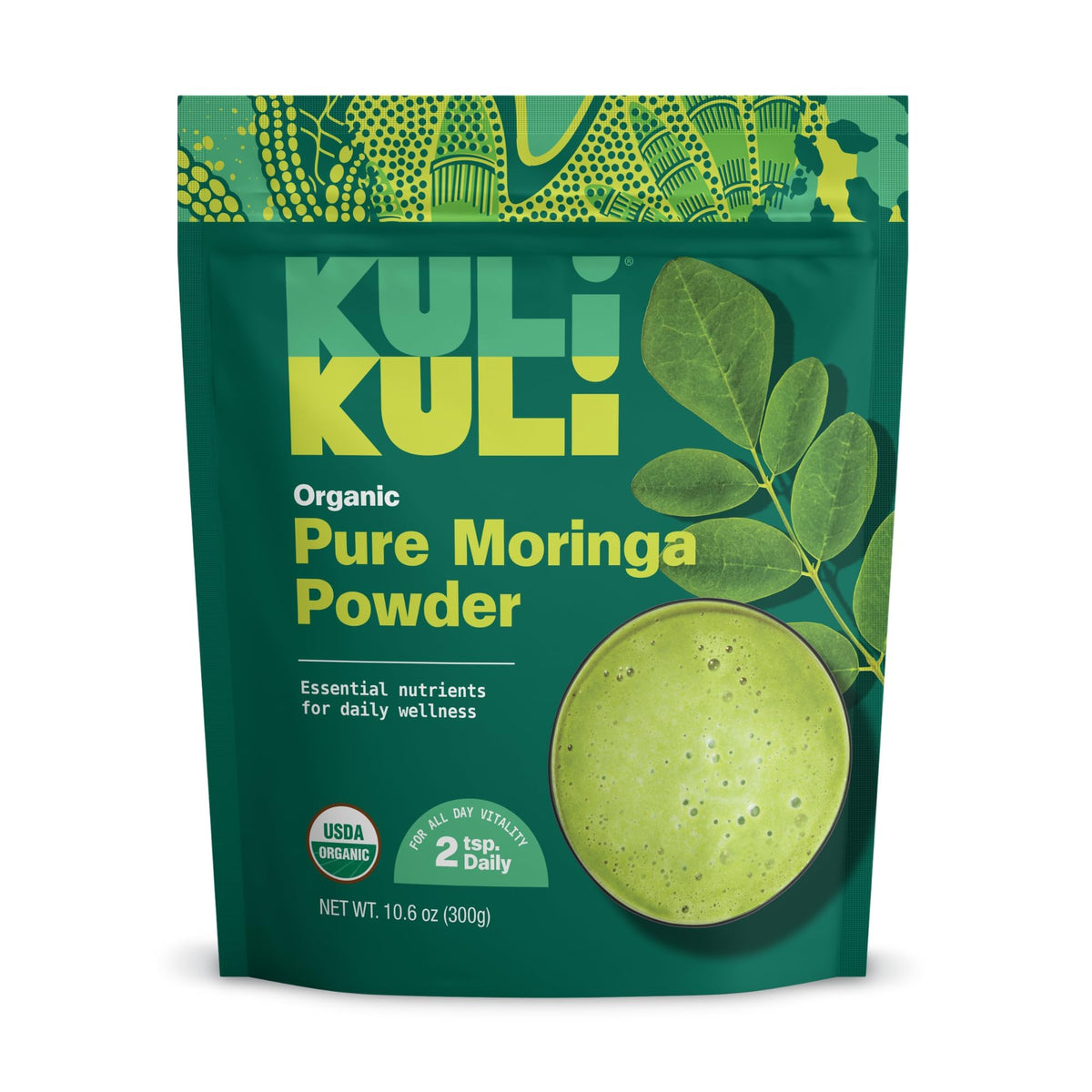 Kuli Kuli Moringa Poudre Pure: texture fine prête à l’emploi dans boissons et yaourts