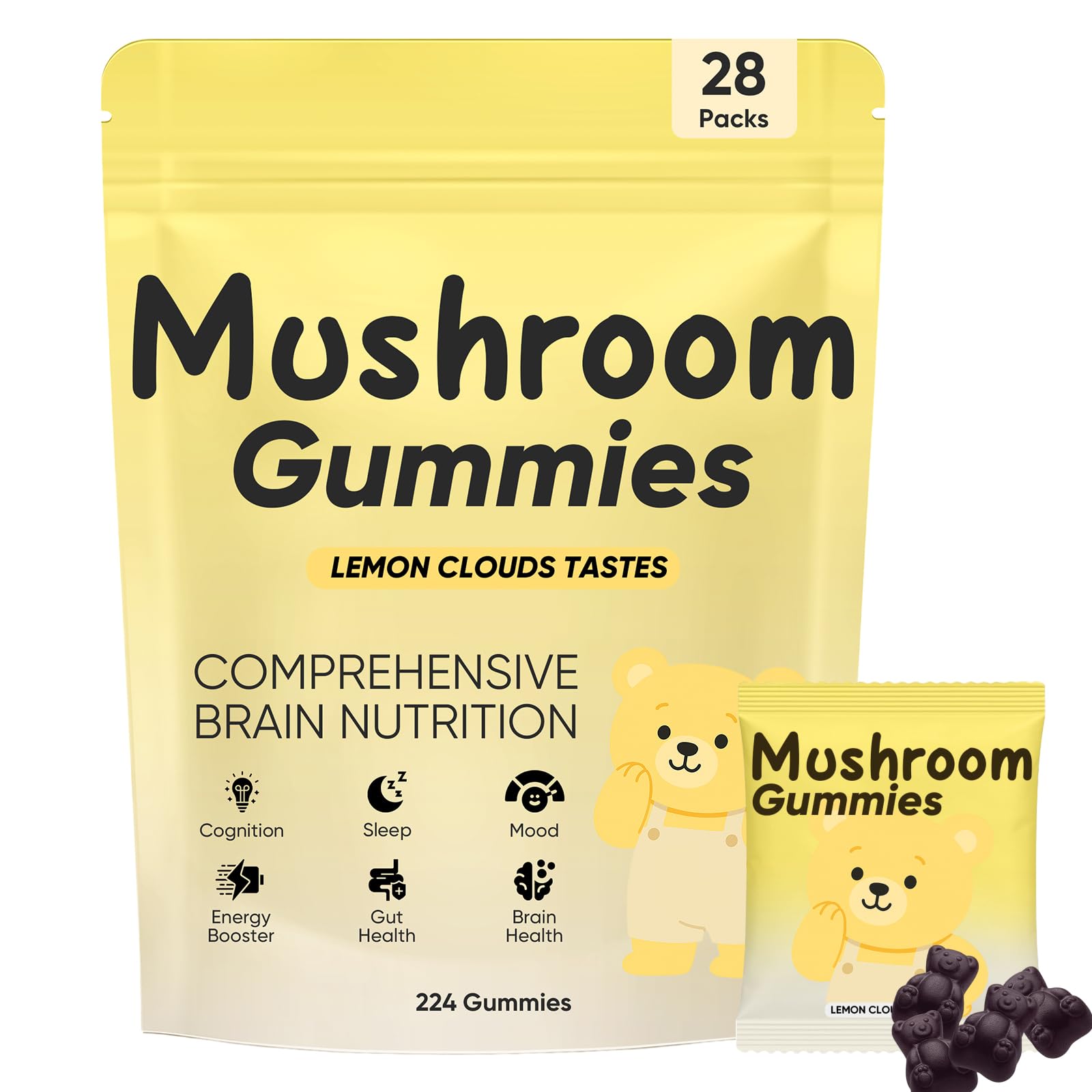 Kunlen gommes criniere-de-lion-bouteille, pratiques pour demarrer la journee et rester concentre.