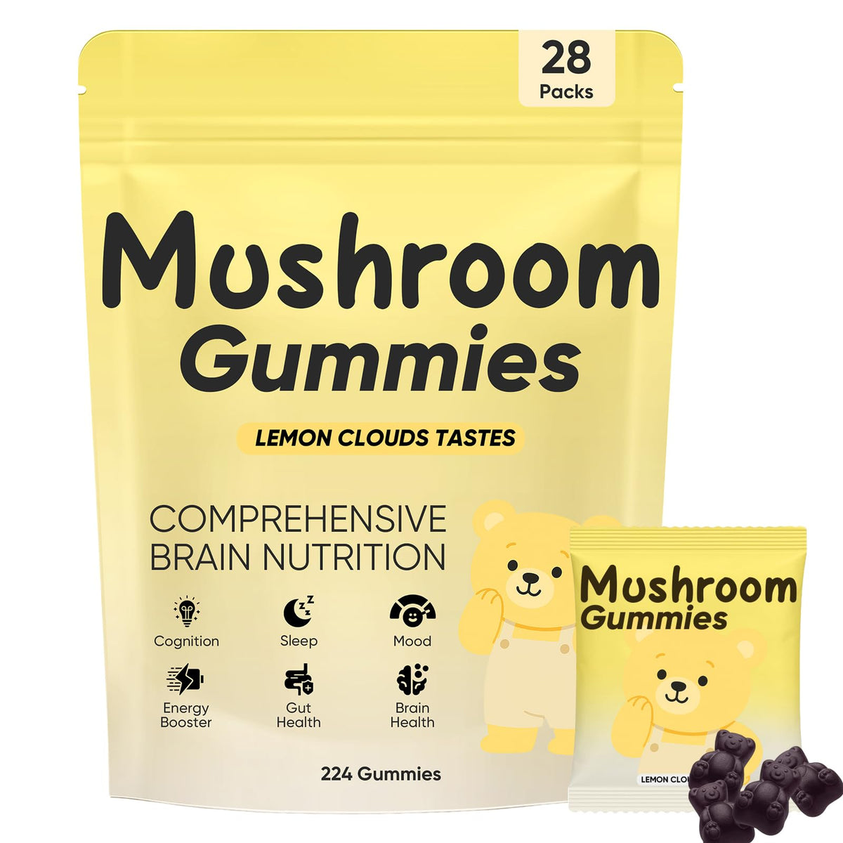 Kunlen gommes criniere-de-lion-bouteille, pratiques pour demarrer la journee et rester concentre.