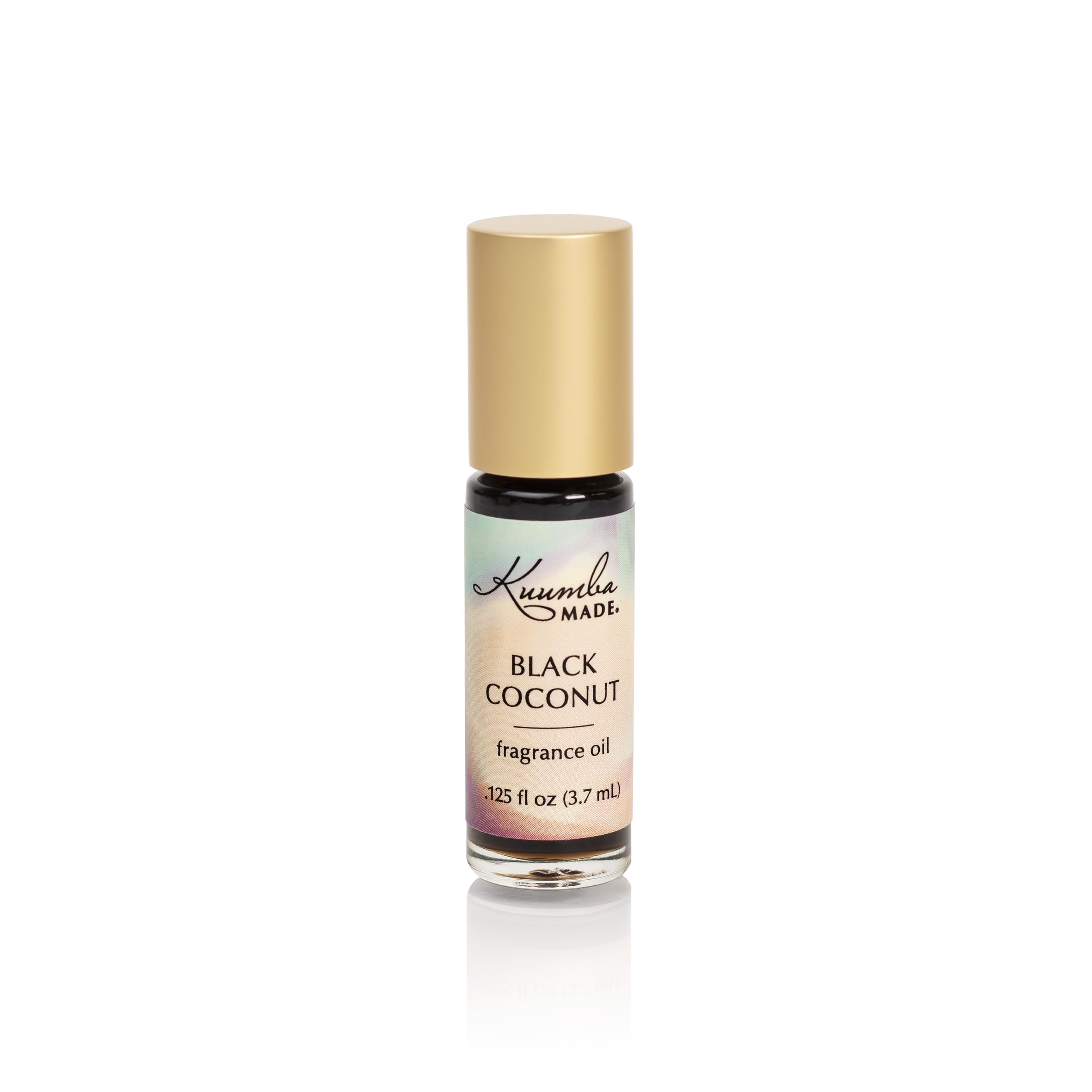 Kuumba Made parfum-noix-de-coco-noir sur flacon roll-on, parfum longue tenue pour l'été.