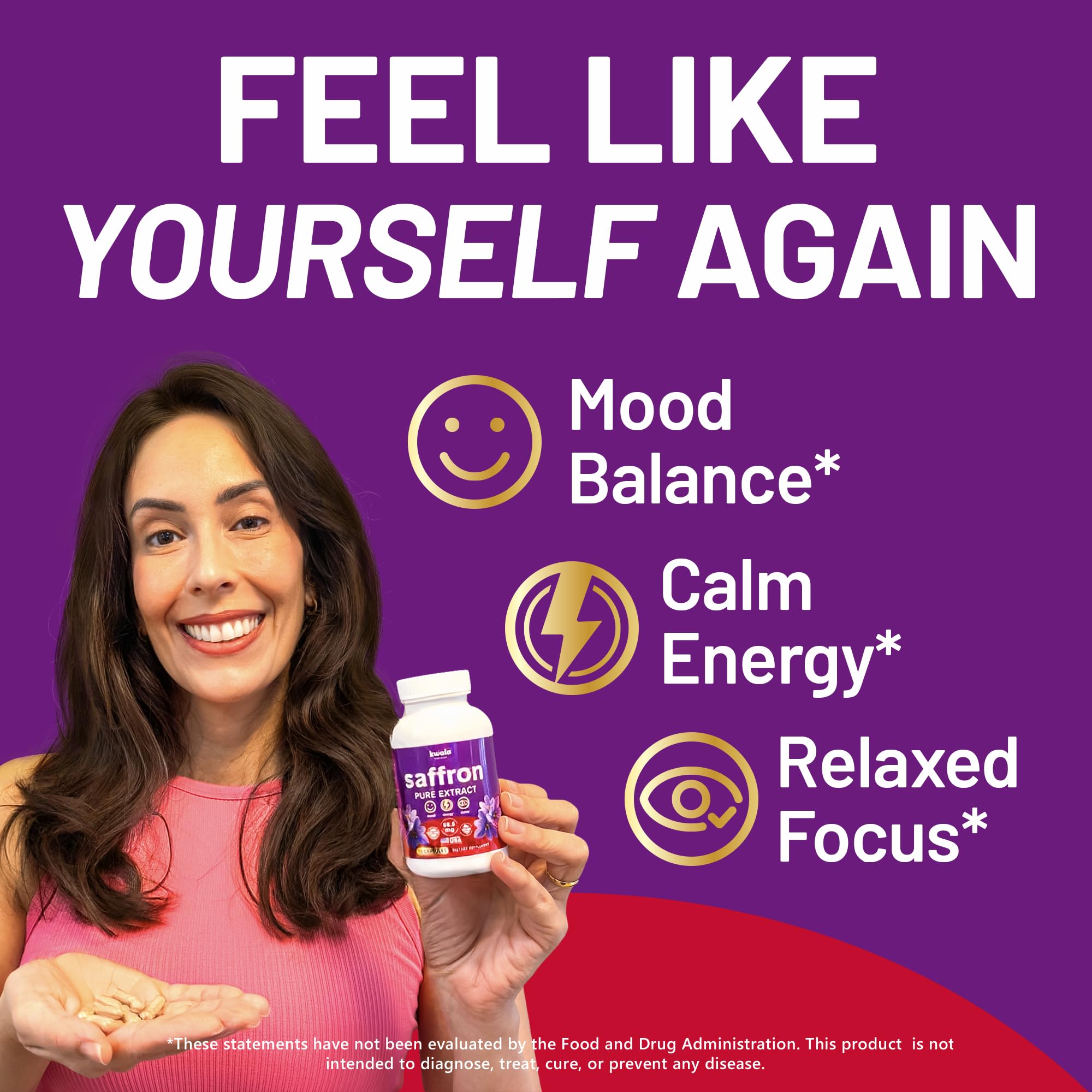 Kwala Nutrition Safran – capsules prêtes à être prises dans votre routine matinale.