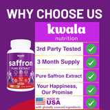 Kwala Nutrition Safran – fabrication aux États‑Unis dans une usine certifiée GMP.