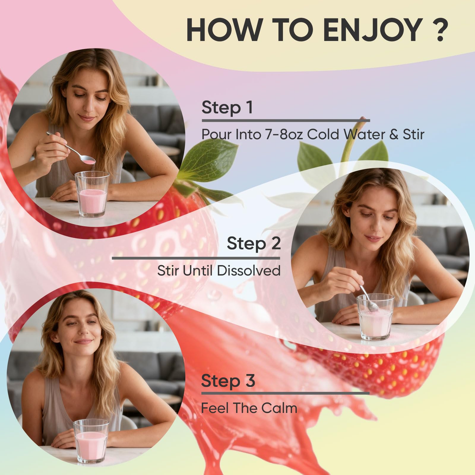 KXVUDE Relax Calming Drink arômes d ananas et fruits rouges, goût agréable.