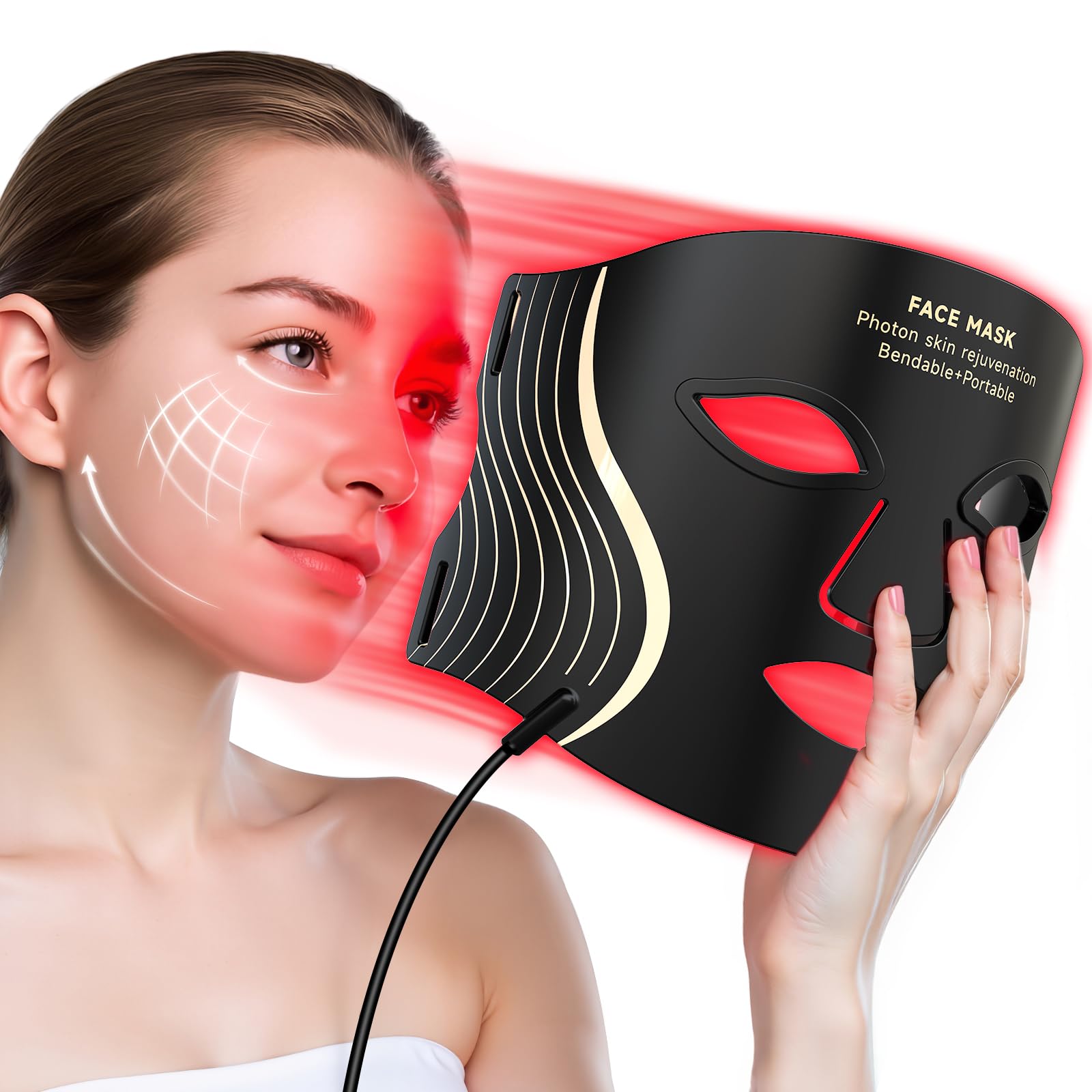 KYDJ masque lumière rouge pour le visage, éclat et uniforme.