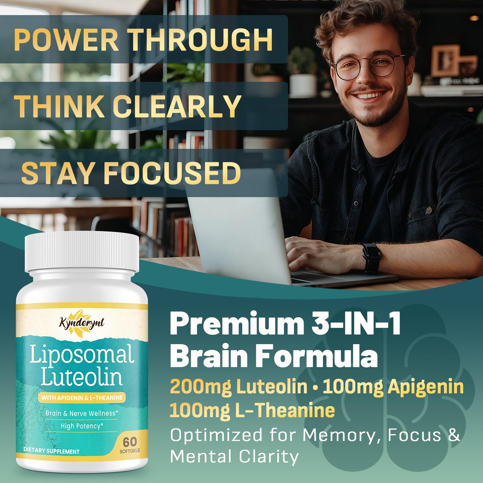 Capsules apigénine et L-théanine pour routine quotidienne et concentration.
