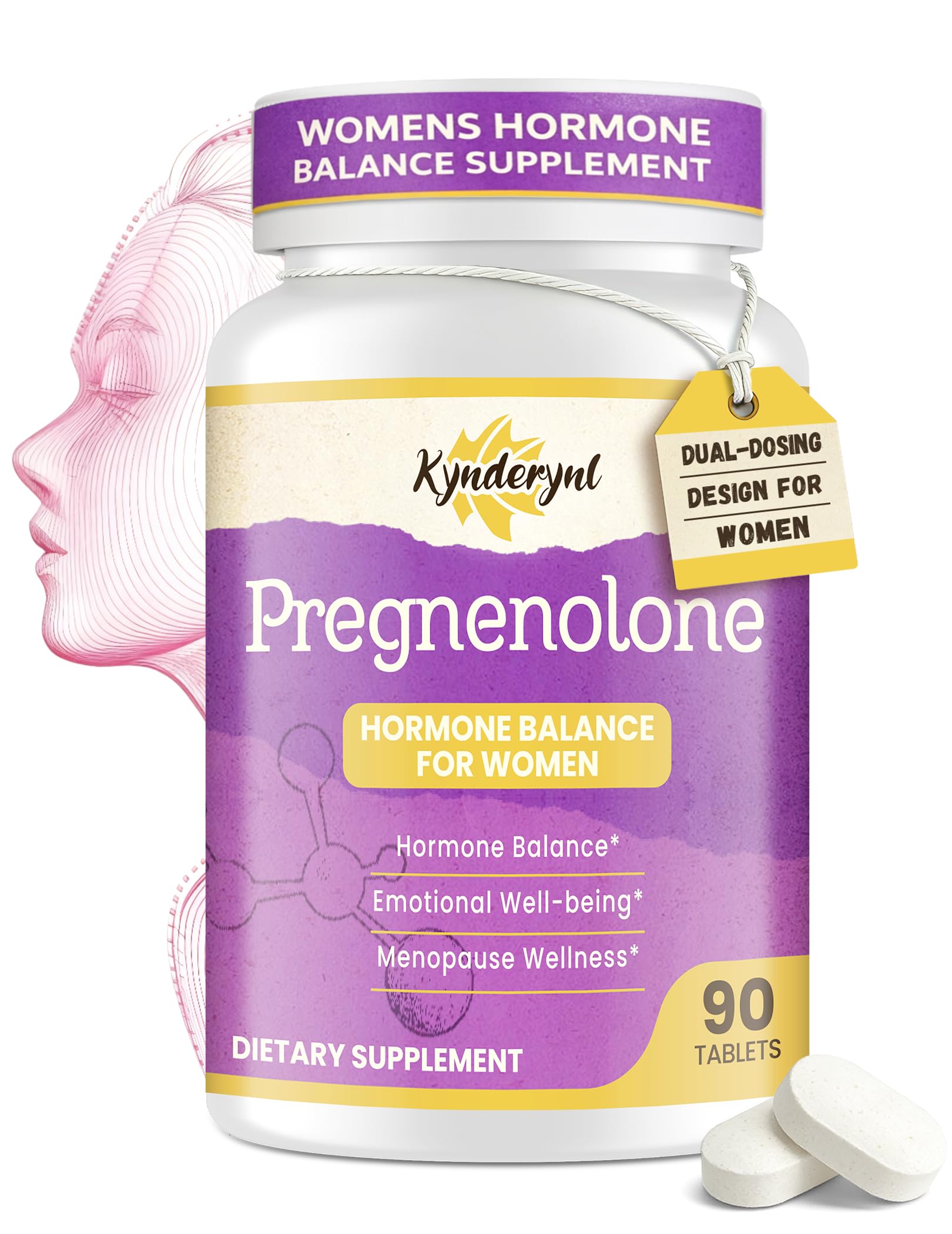 Kynderynl Pregnenolone – bouteille 90 comprimés, soutien quotidien potentiel pour le bien-être féminin