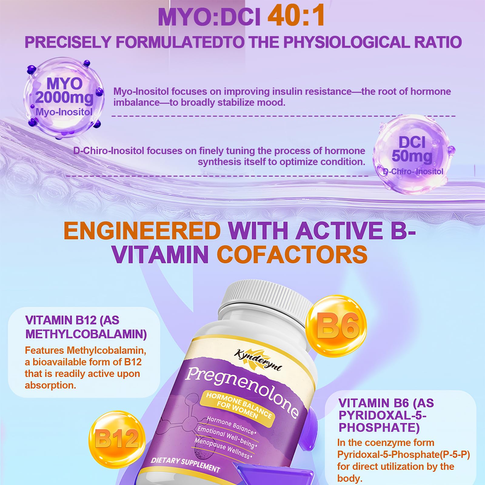 Kynderynl Pregnenolone – synergie 8-en-1, formule multi-ingrédients pour l'équilibre