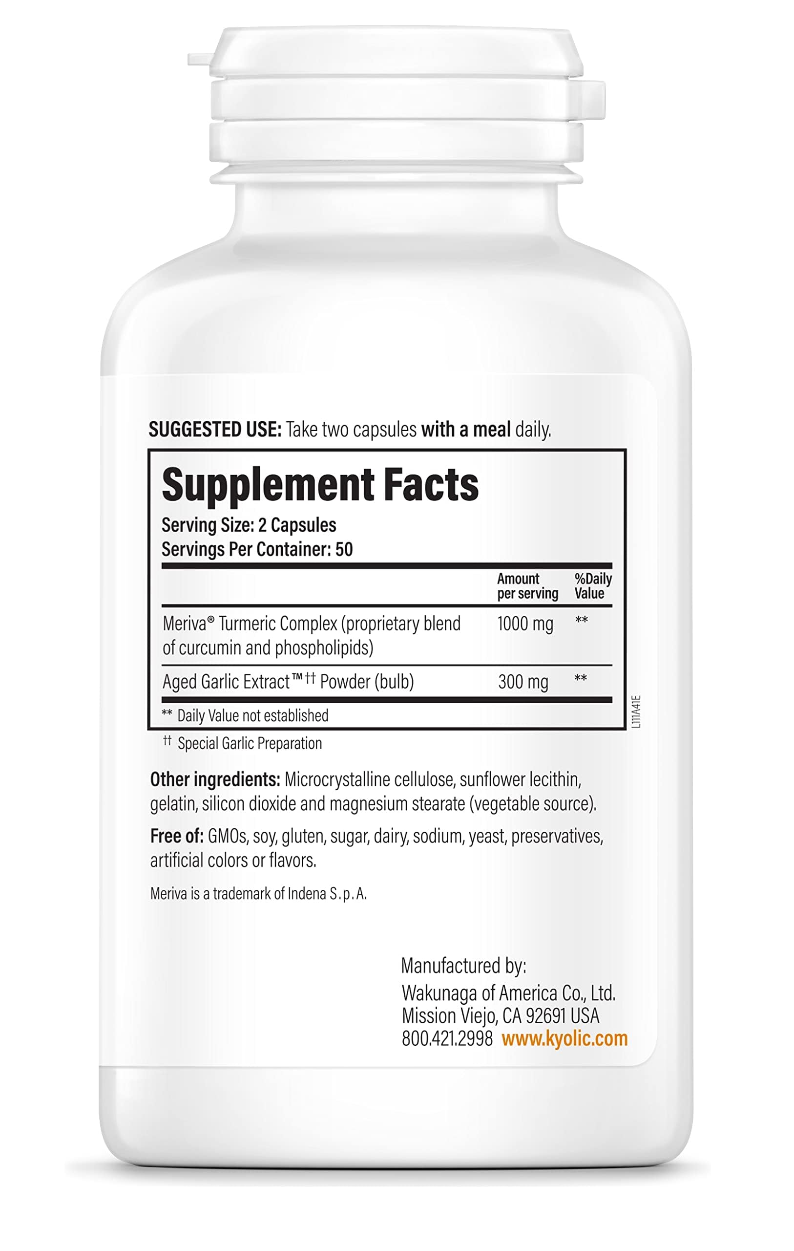 Capsules Kyolic Ail Vieilli Formule 111, faciles à avaler et sans odeur.