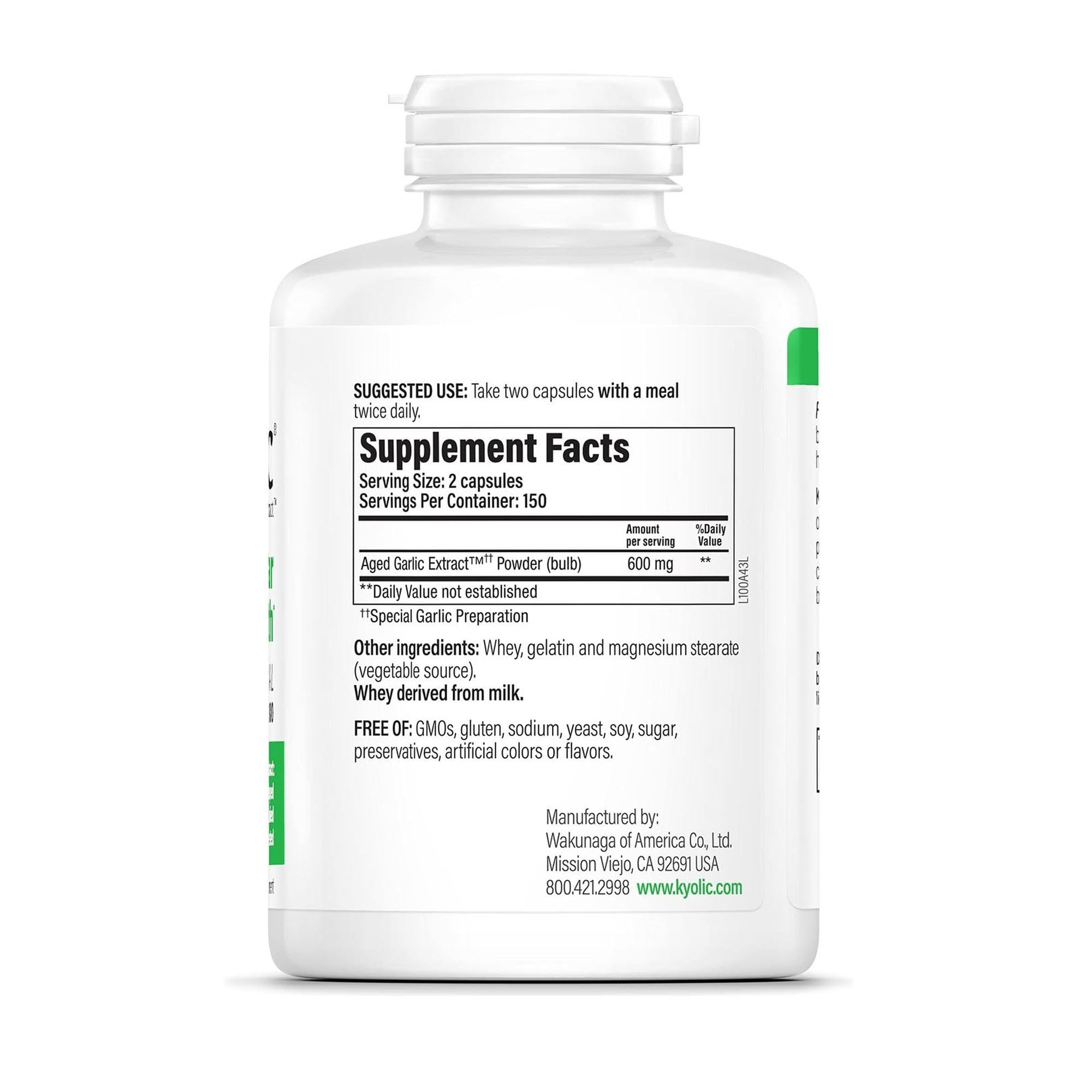 Kyolic Extrait d’ail vieilli, capsules, usage quotidien et bien-être général.