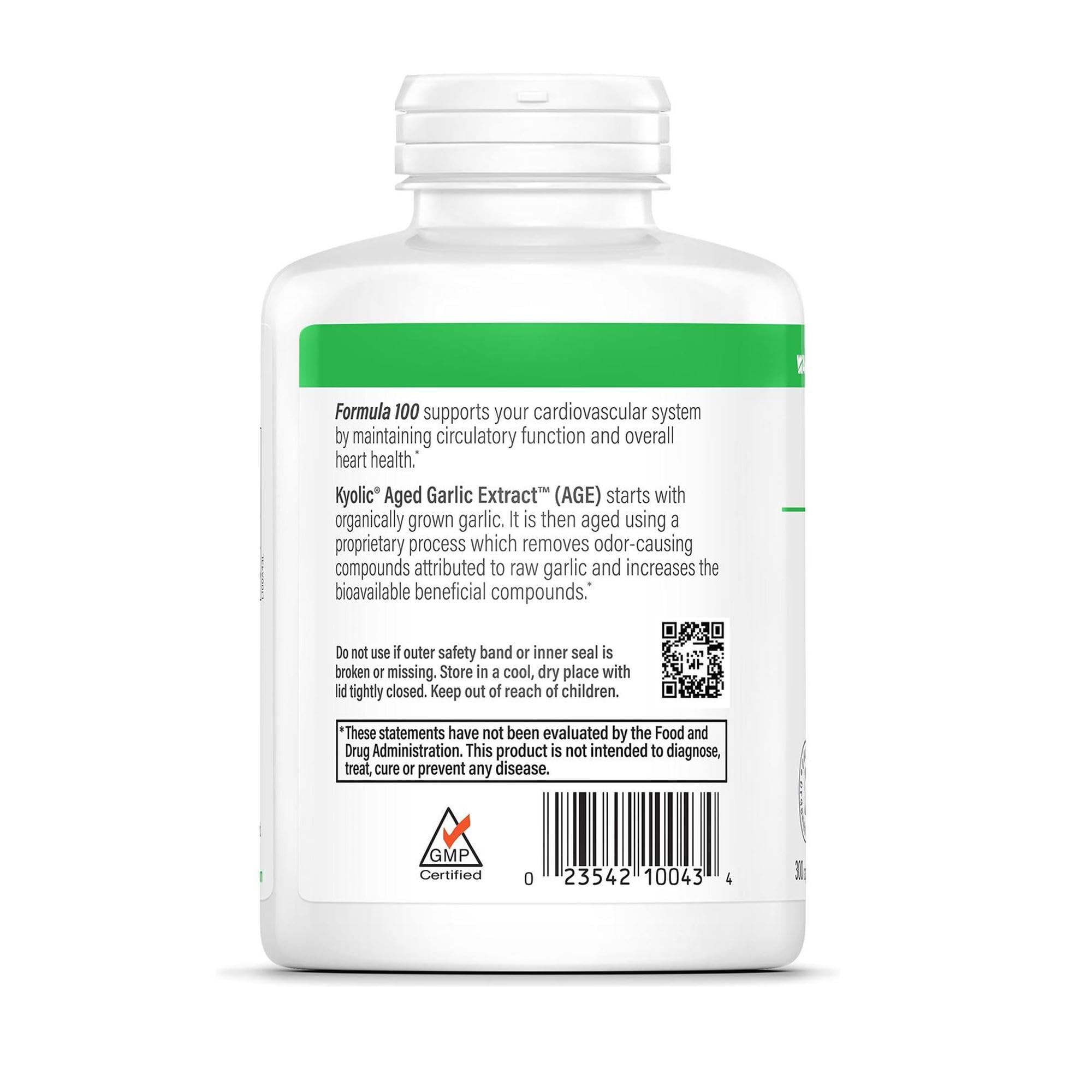 Kyolic étiquette et fiche produit, qualité biologique et traçabilité.