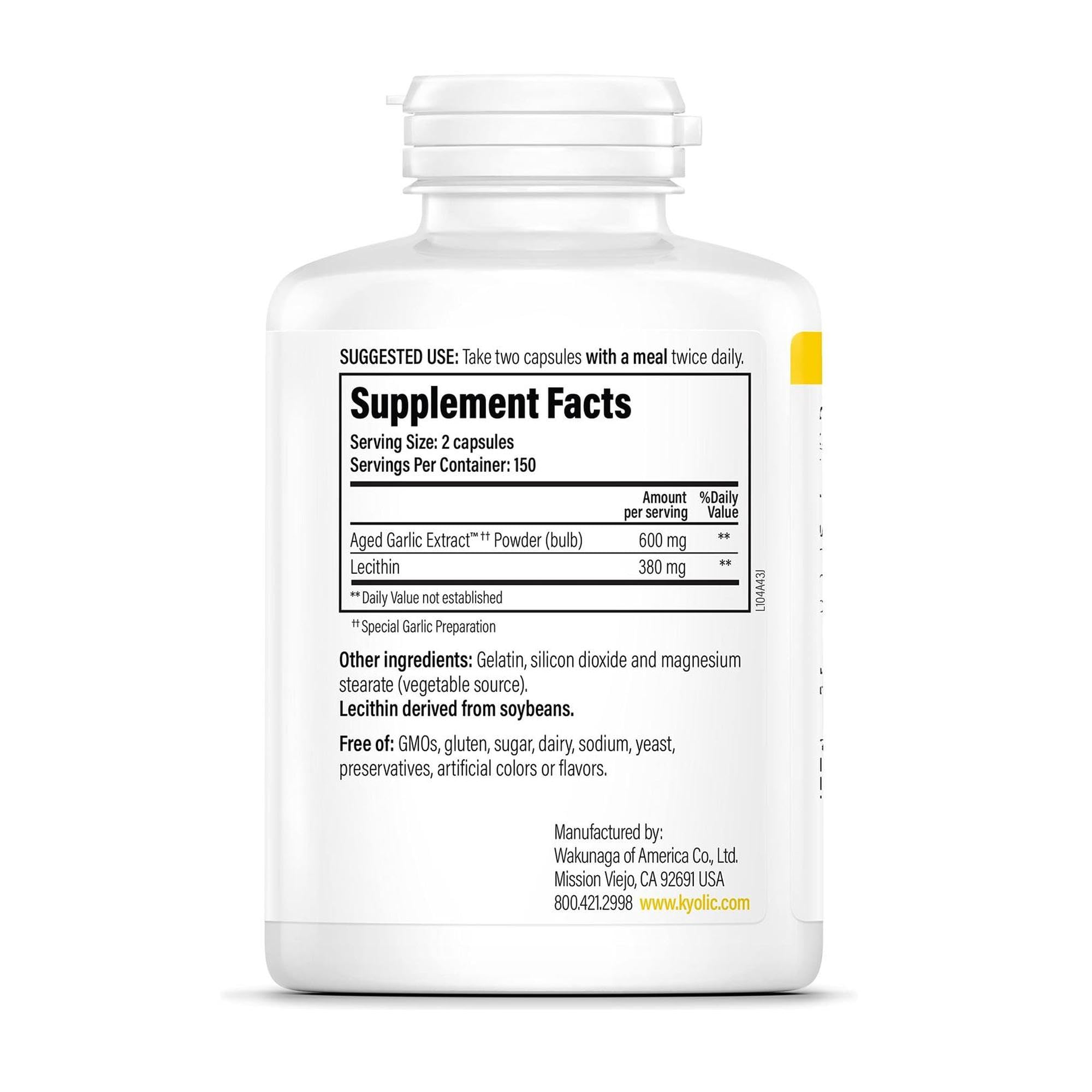 Kyolic Extrait Ail Vieilli 104 - capsules: format pratique pour l'apport quotidien