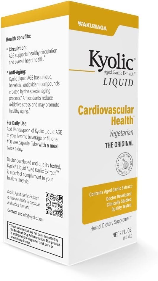 Kyolic extrait ail age – ingrédients sans additifs artificiels et sans OGM.