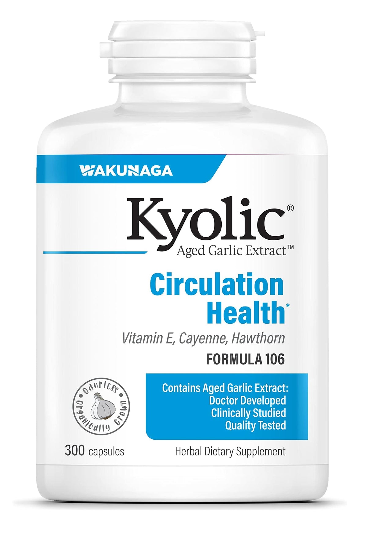 Kyolic Extrait d ail vieilli Formule 106 – bouteille pratique pour la circulation.