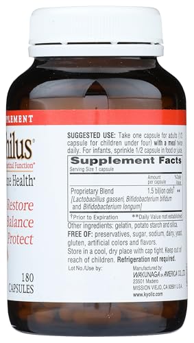 Kyolic Kyo-Dophilus blister, capsules faciles à prendre après traitement médicamenteux.