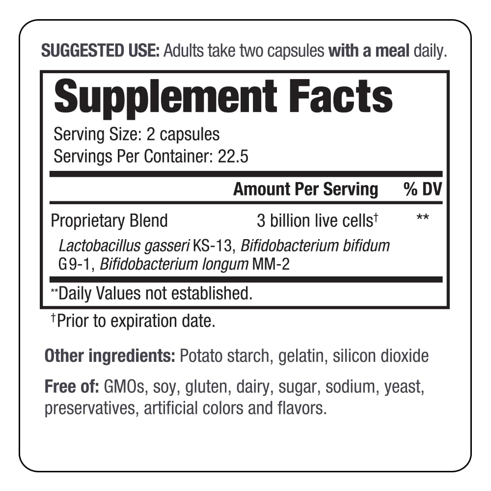 Usage quotidien Kyolic Kyo-Dophilus avec des capsules faciles à prendre.