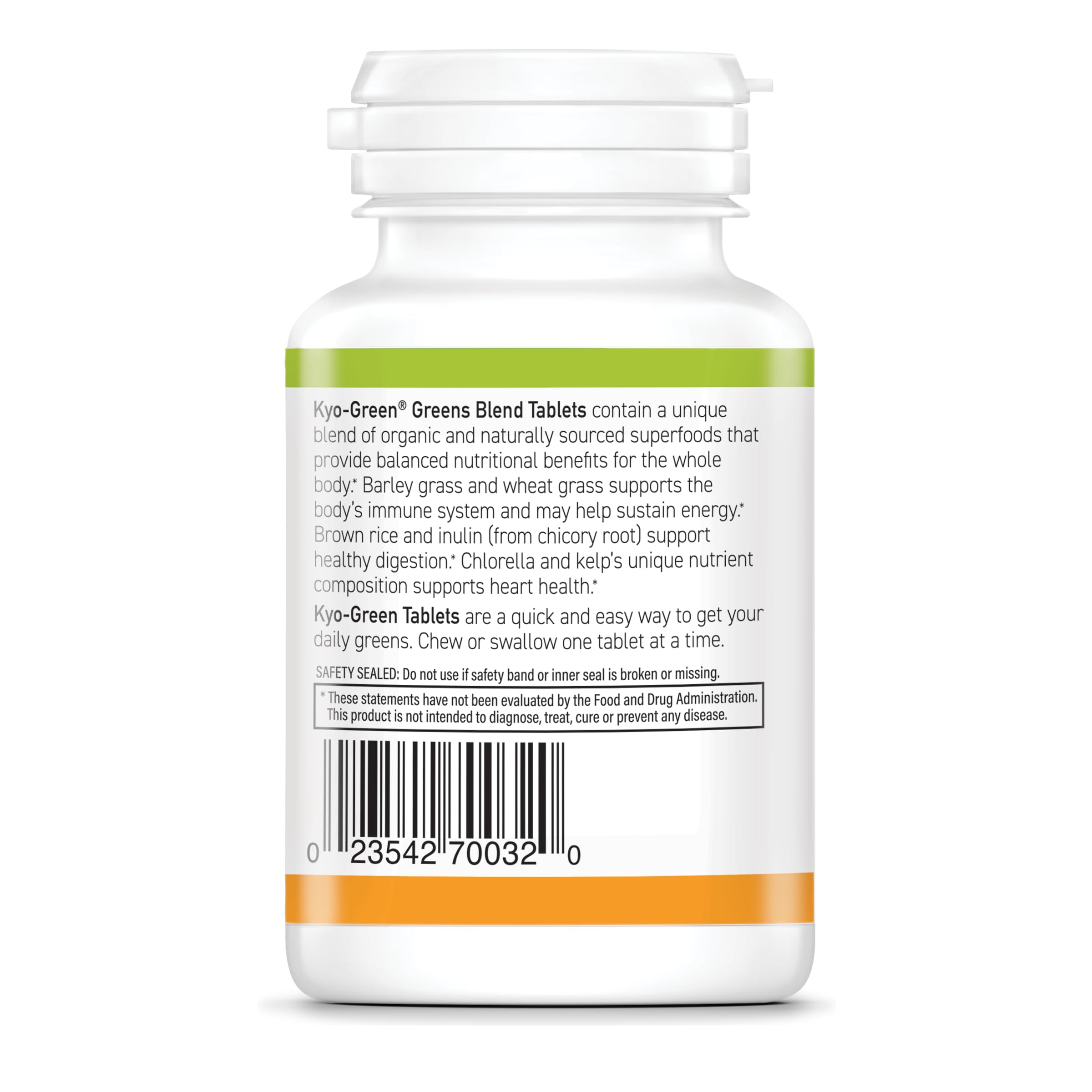 Kyolic Kyo-Green tablettes vegan non-OGM sans gluten, aliments simples et sains.