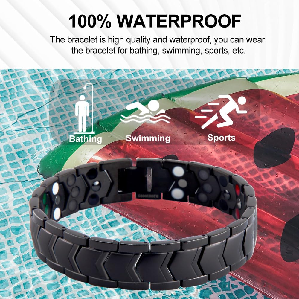 Kyosi bracelet magnétique noir, fermeture robuste et style masculin.