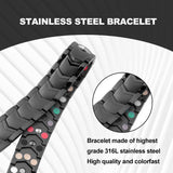 Kyosi bracelet magnétique triple-lignes noir en acier 316L, résistant à l’eau.