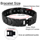 KYOSI bracelet magnétique en acier inox, finition noire durable.