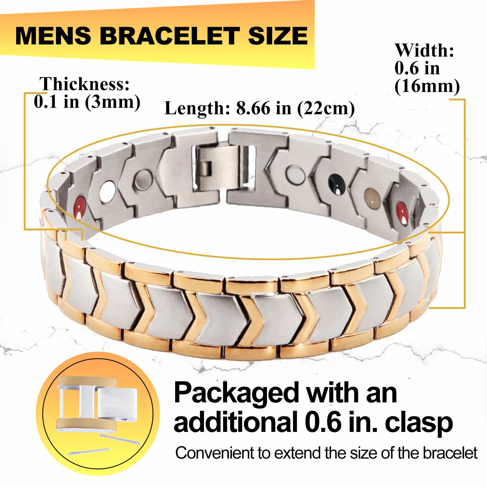 KYOSI bracelet magnétique argent et or, variations de couleur pour assortir votre tenue.