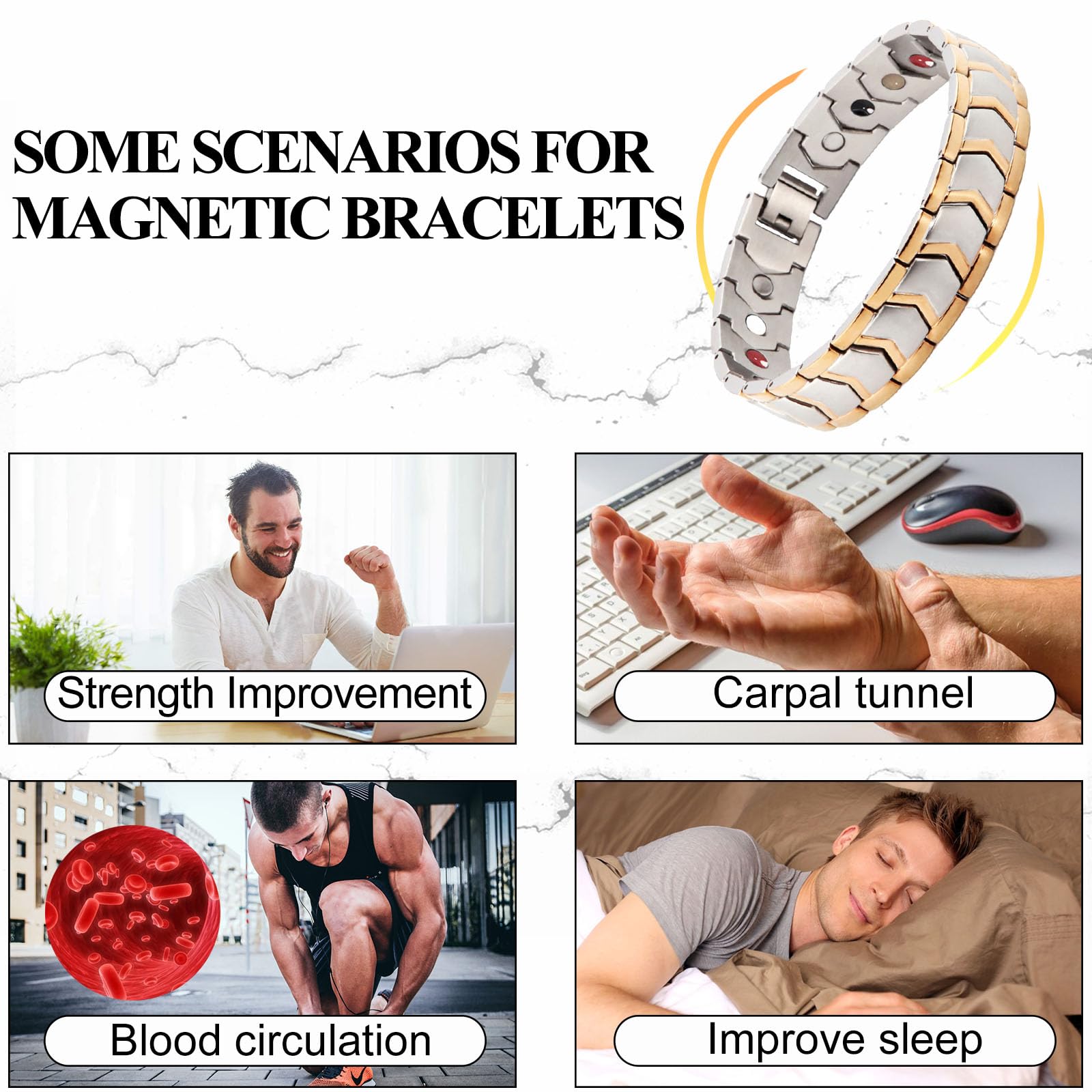 KYOSI bracelet magnétique disponible en 22 cm, coque moderne et durable.