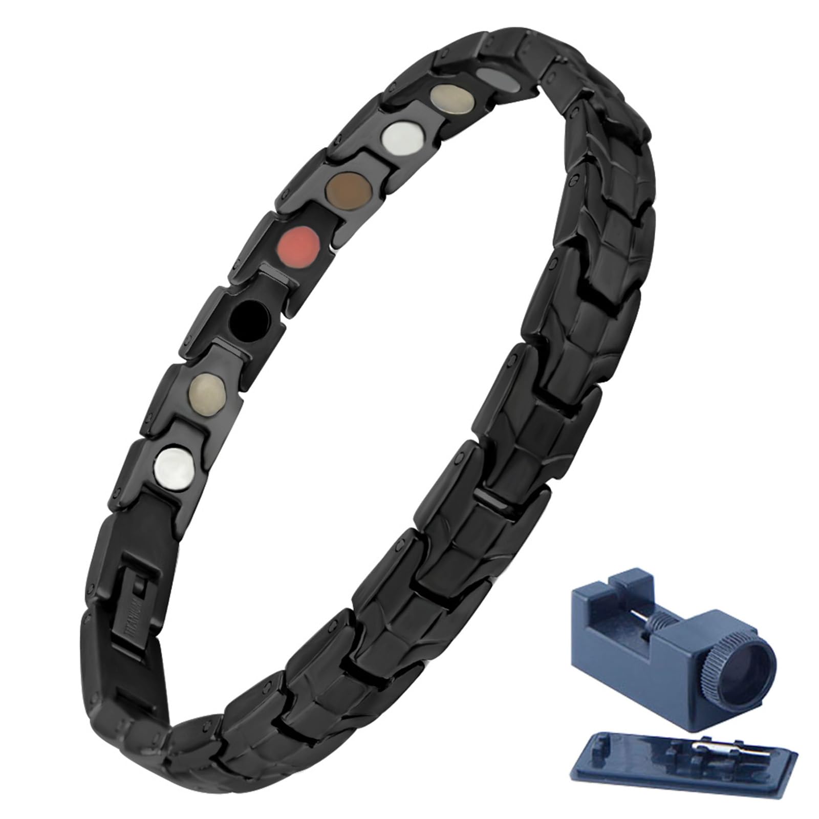 KYOSI bracelet-magnetique-titanium-noir, vue générale, idéal comme bijou quotidien et confort léger.