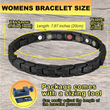KYOSI bracelet-magnetique-titanium-noir-details, gros plan sur le fini et les maillons.