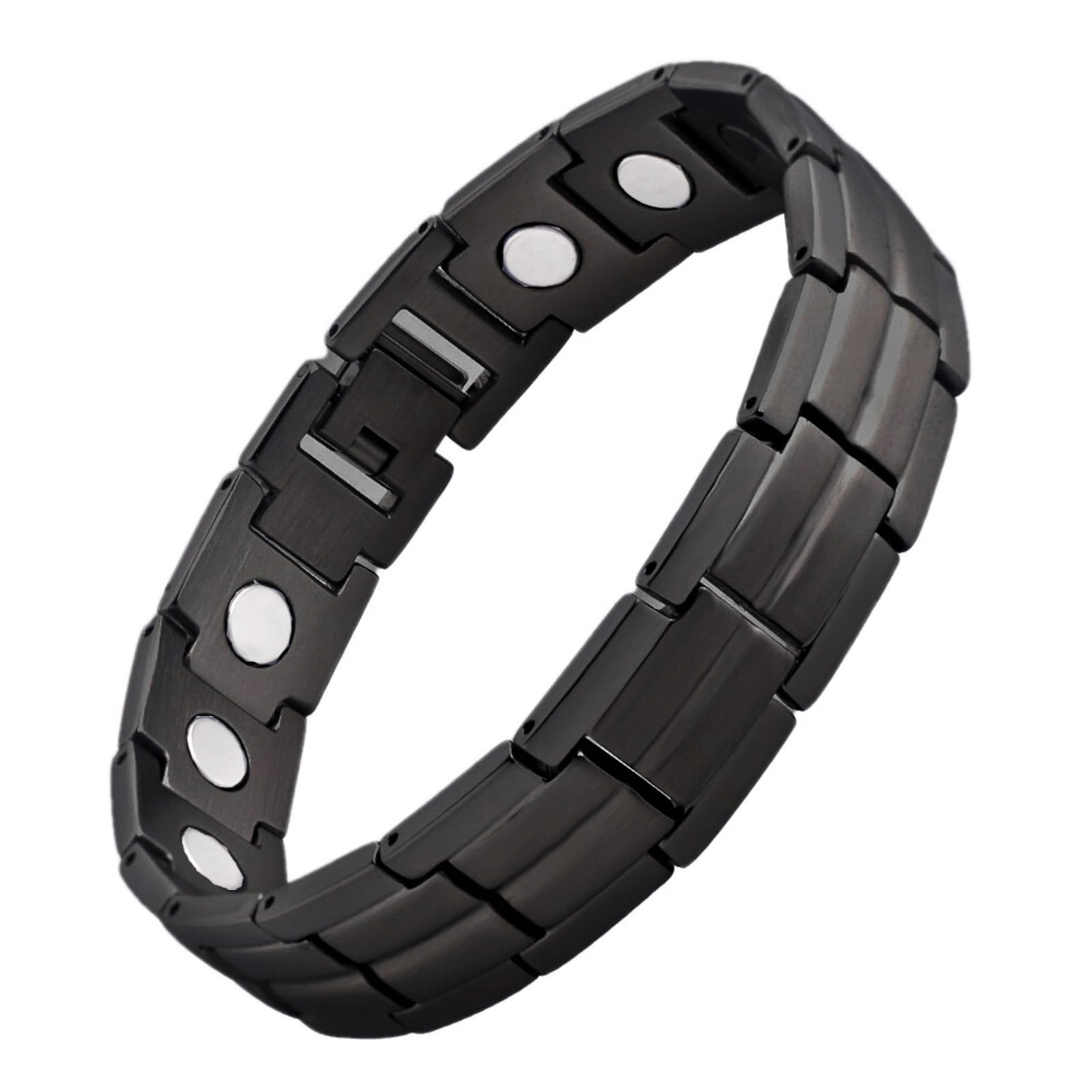 KYOSI bracelet magnétique en titane noir, vue avant, allure élégante.