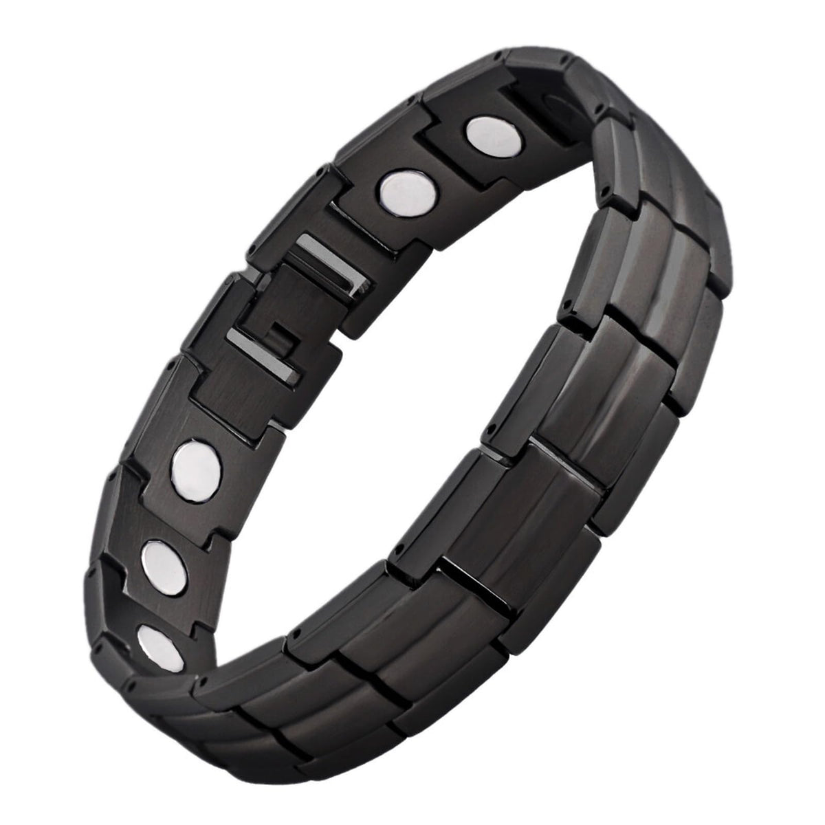 KYOSI bracelet magnétique en titane noir, vue avant, allure élégante.
