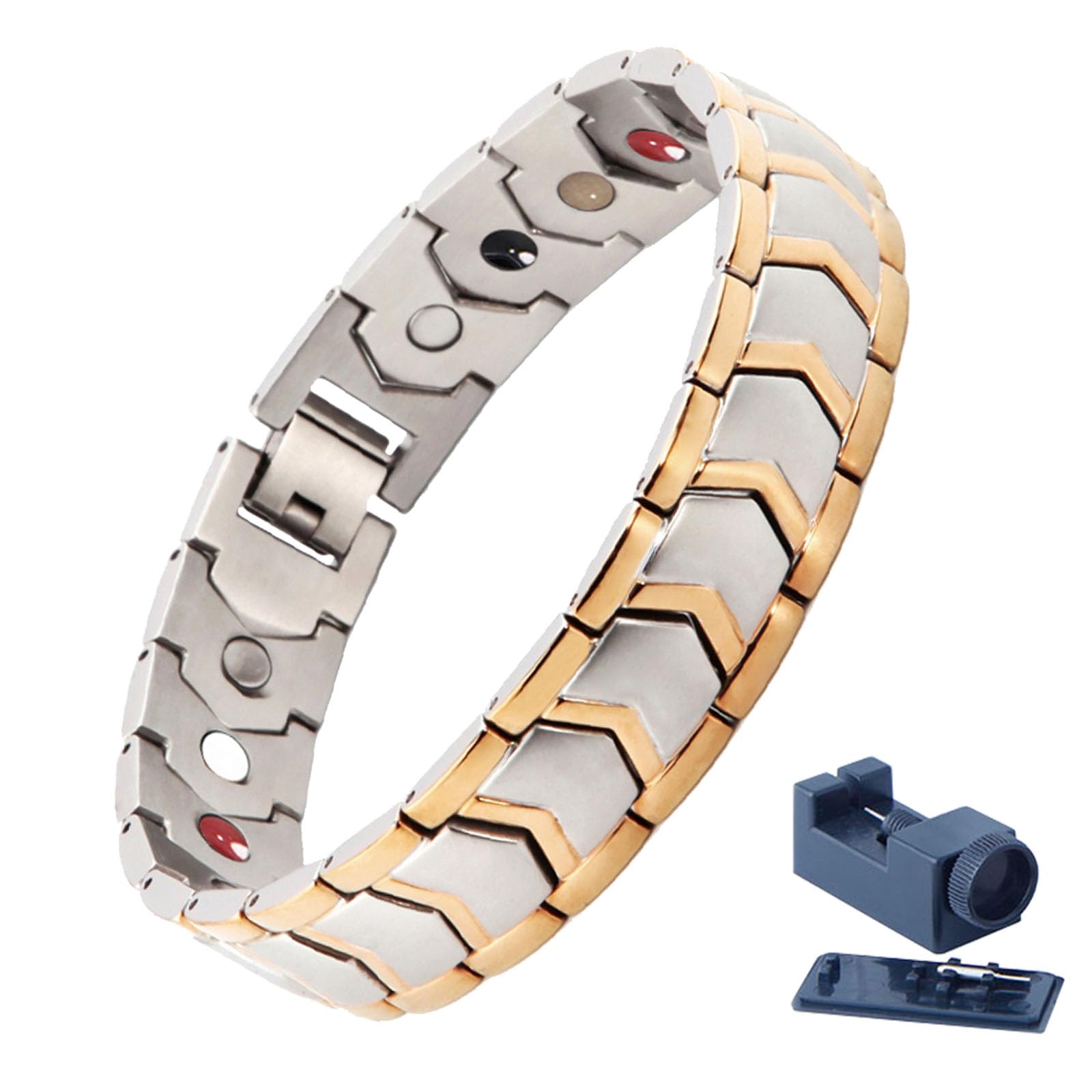 KYOSI bracelet magnétique en acier inox, maillons visibles, durable et élégant pour un look quotidien.