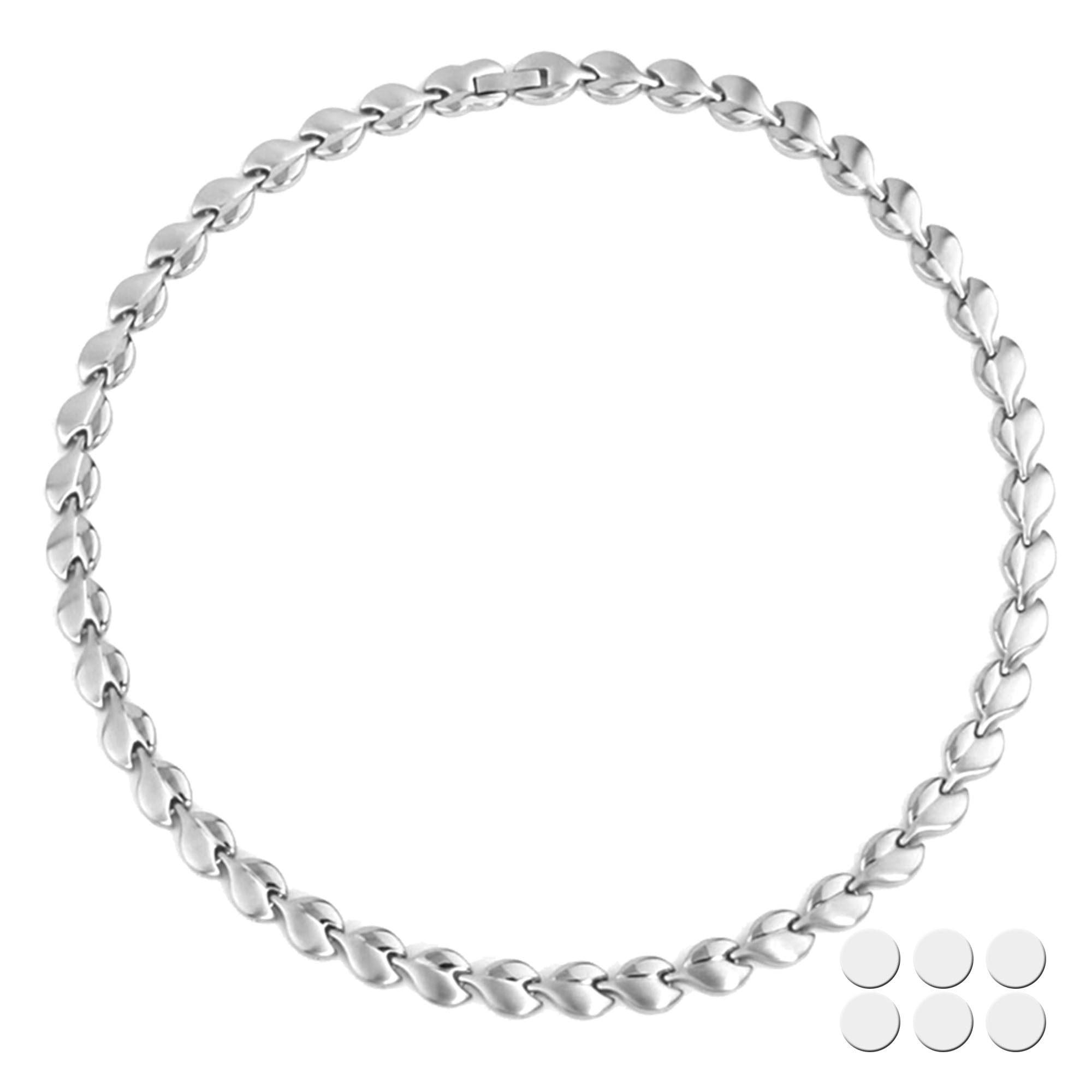 KYOSI collier magnétique feuille argenté, élégant pour un port quotidien.