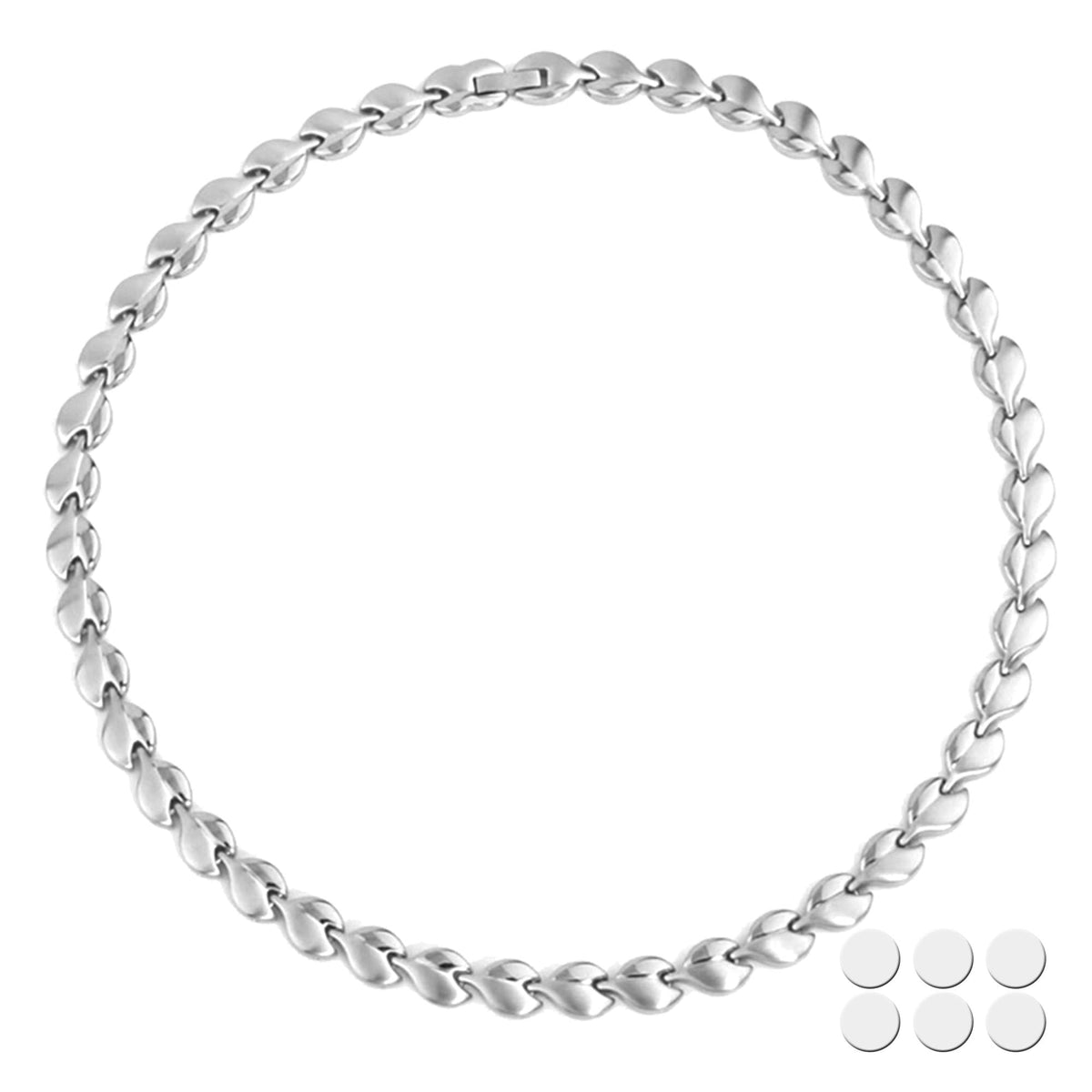 KYOSI collier magnétique feuille argenté, élégant pour un port quotidien.