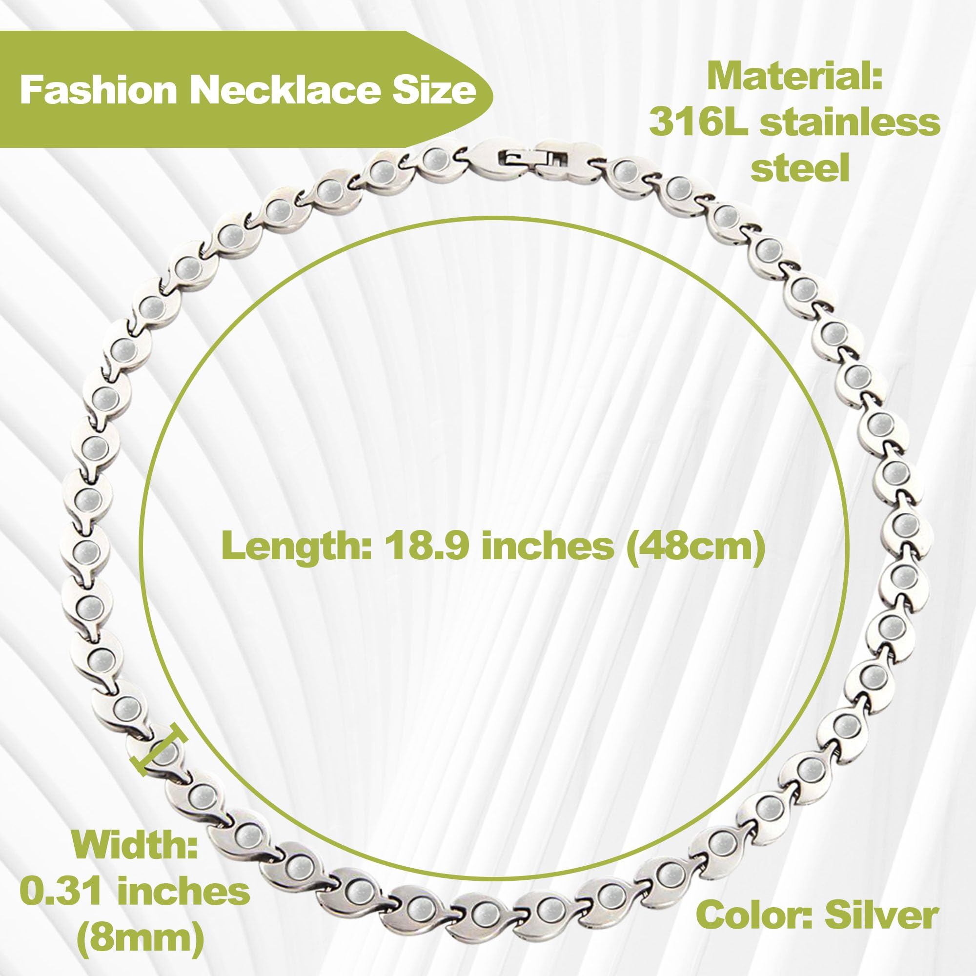 KYOSI collier magnétique feuille détail, motif raffiné et fini.
