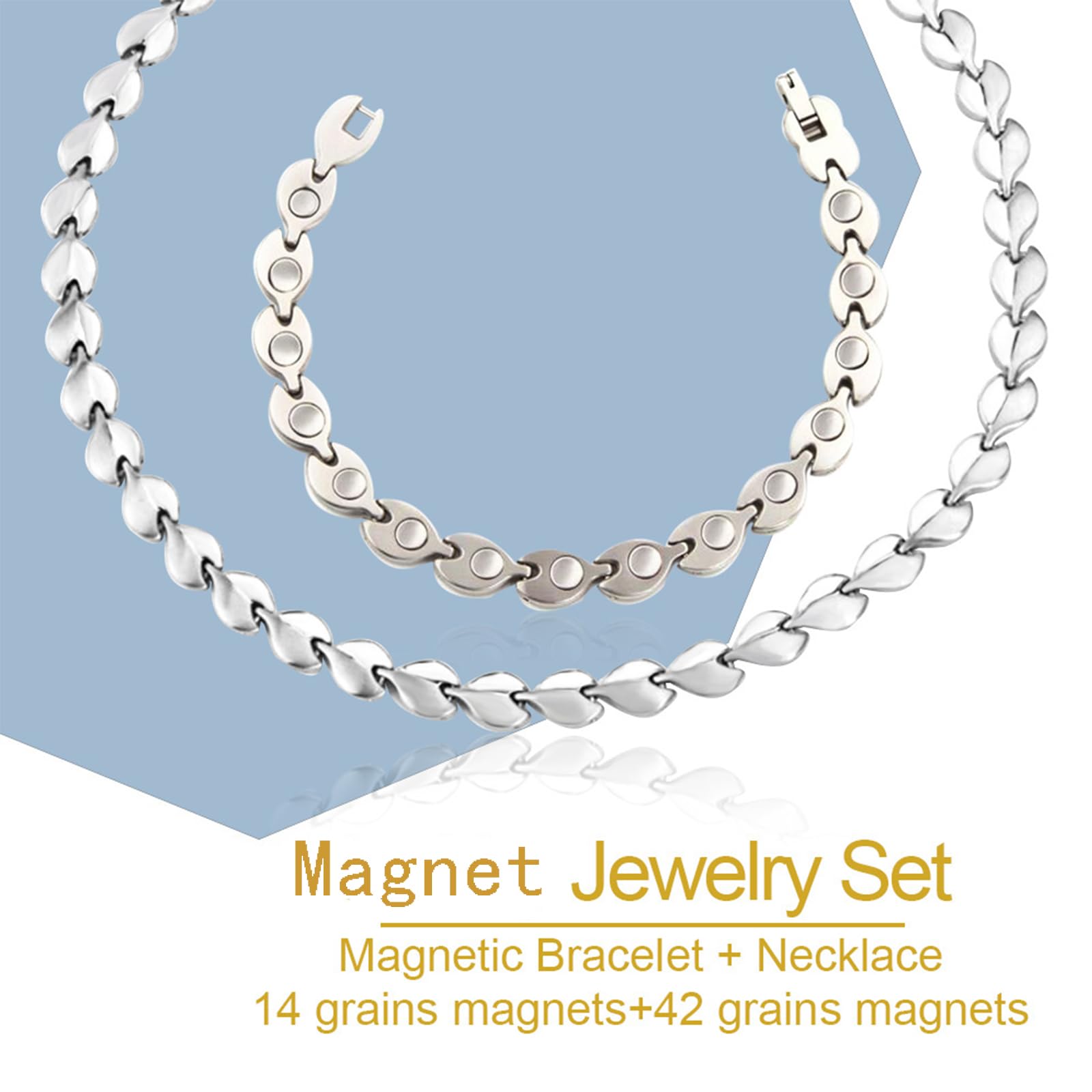 KYOSI collier magnétique feuille argent – look moderne et énergie douce au porté.