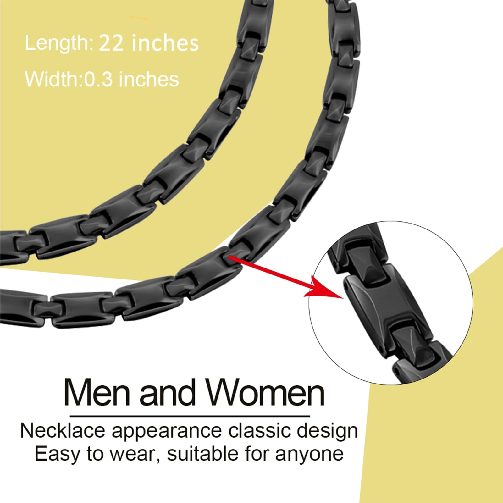 KYOSI collier noir classique de 55 cm, parfait pour un style masculin.