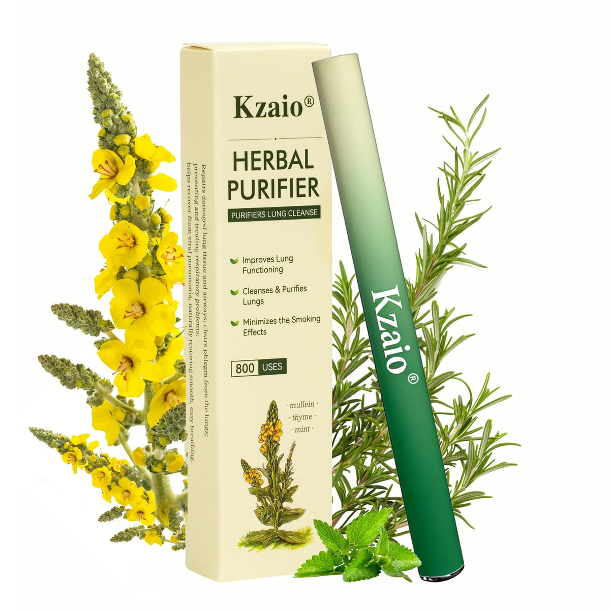 Kzaio stylo-diffuseur à base de molene, format compact pour respiration plus légère.