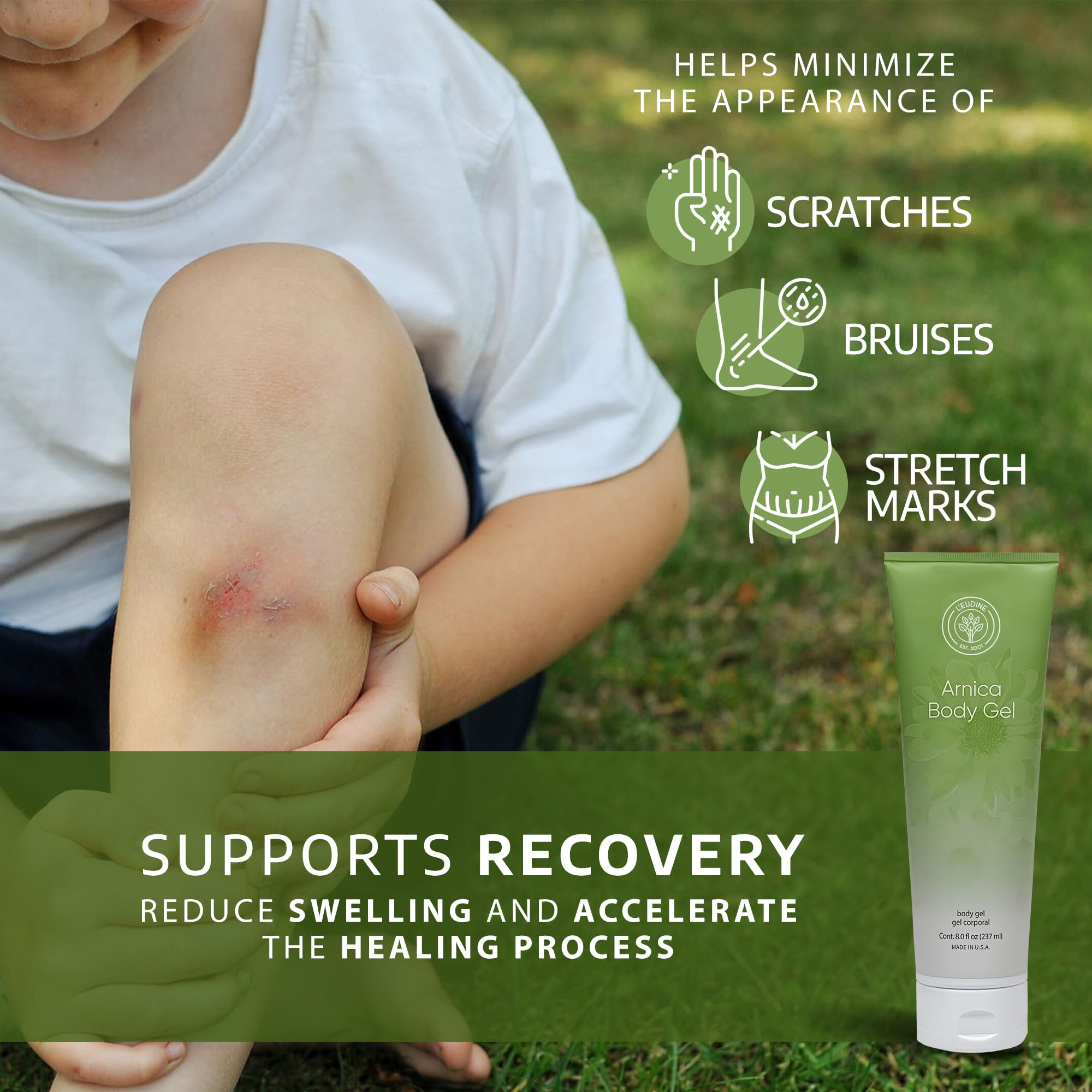 Texture légère de L’EUDINE Gel Arnica avec absorption rapide et sans gras.